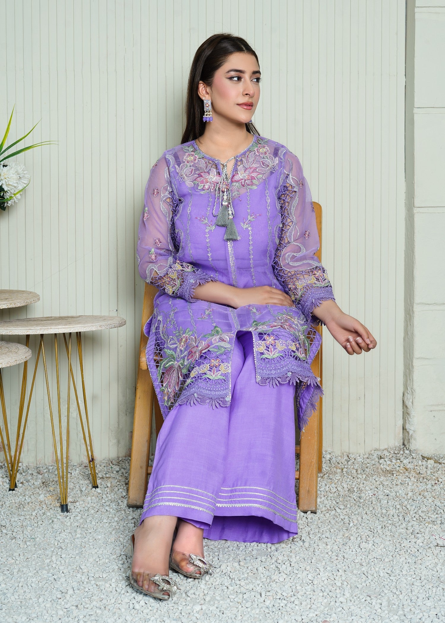 organza Kurta Set in Lupine