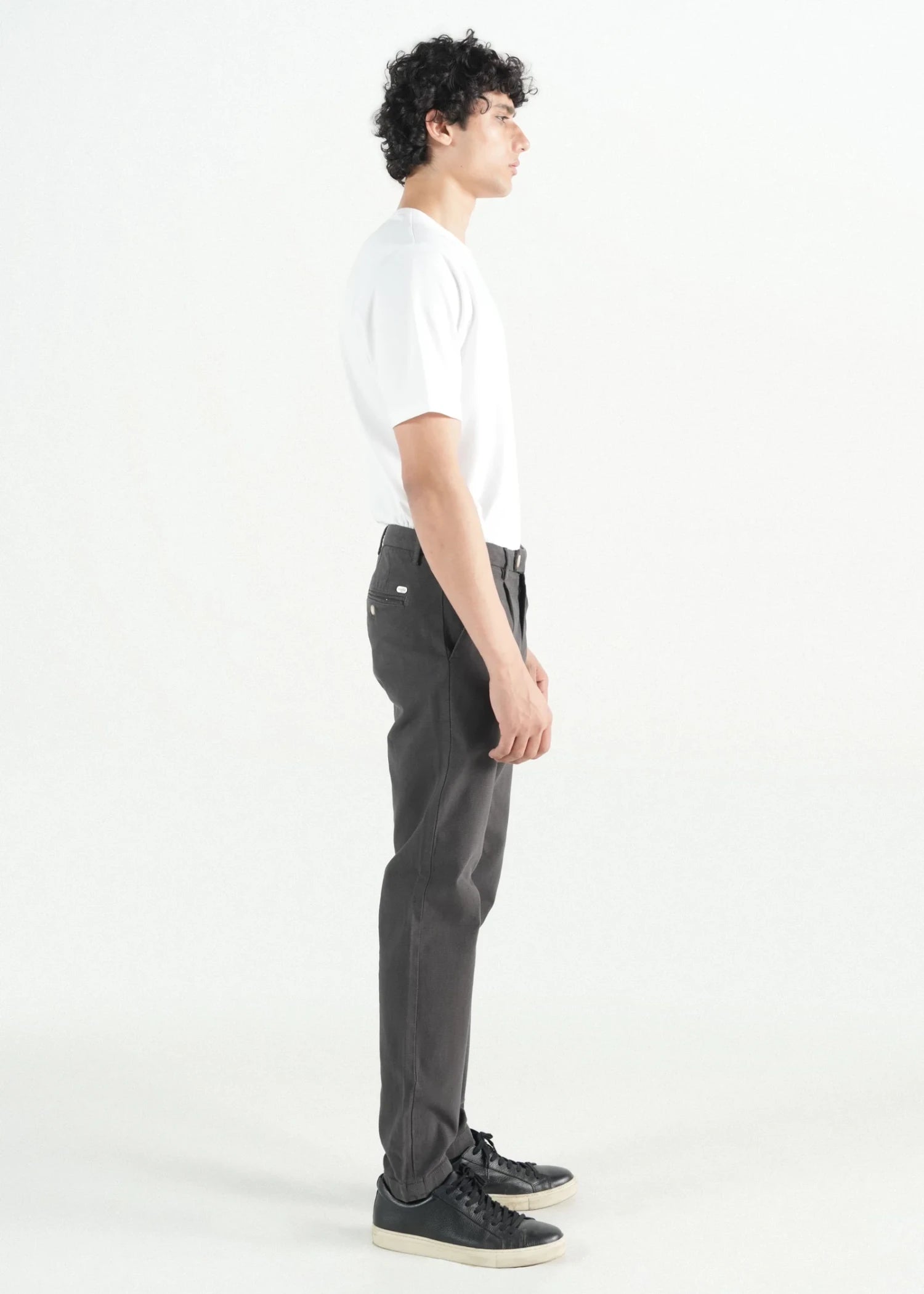 twill cotton Pants in Charcoal