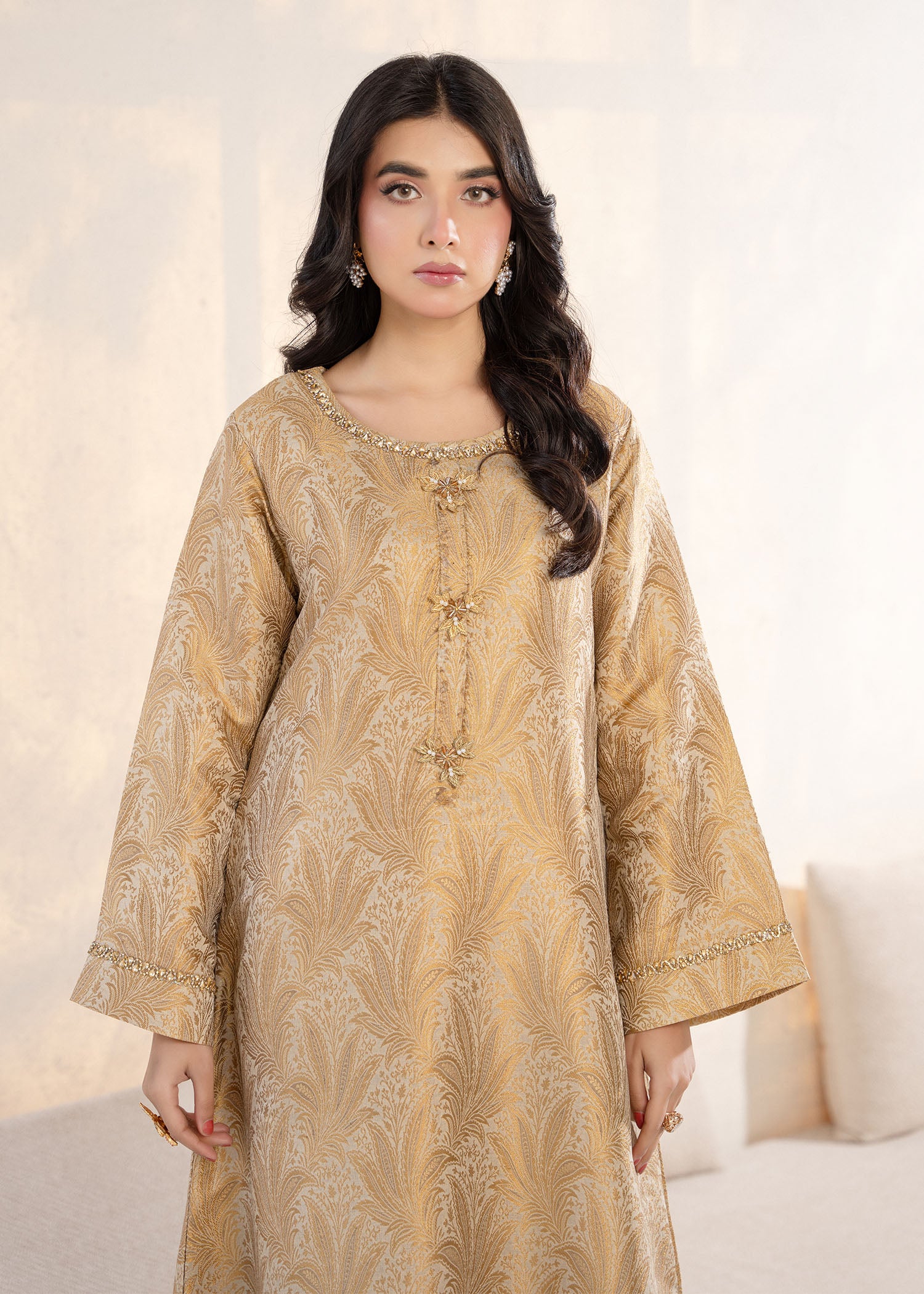 banarasi Kurta Set in Gold