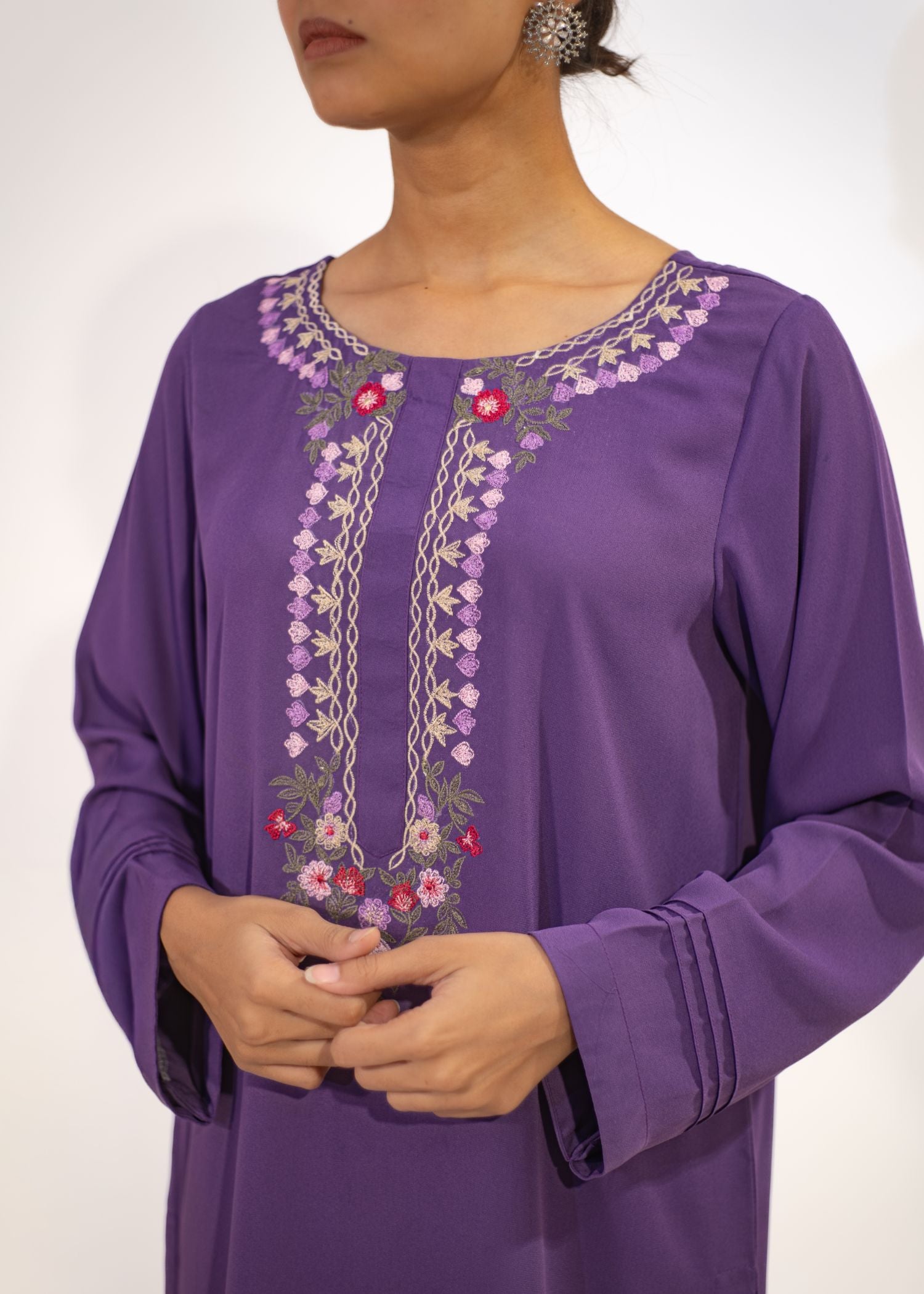 georgette Kurta Set in Lilac