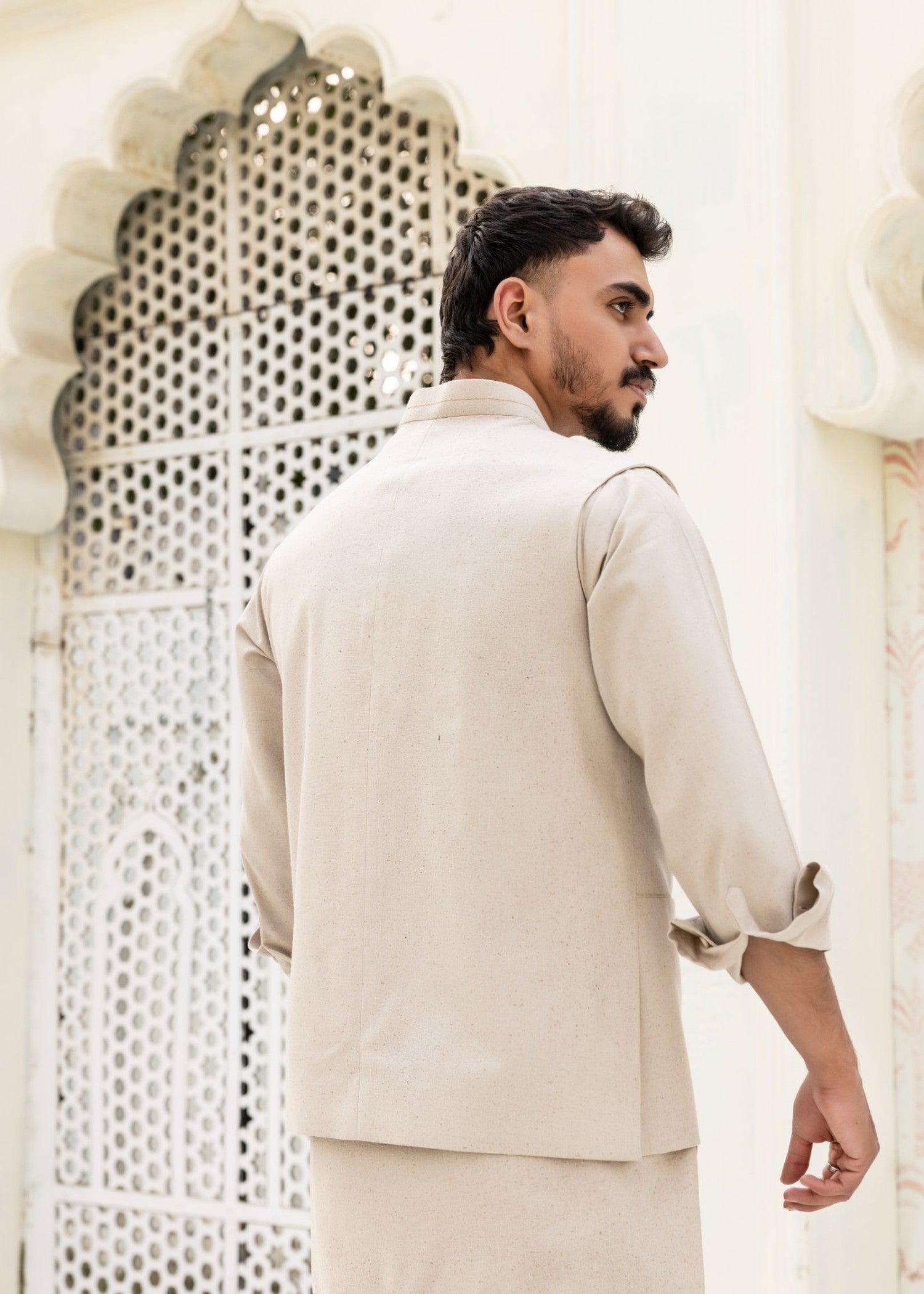 karandi Waistcoat in Ivory