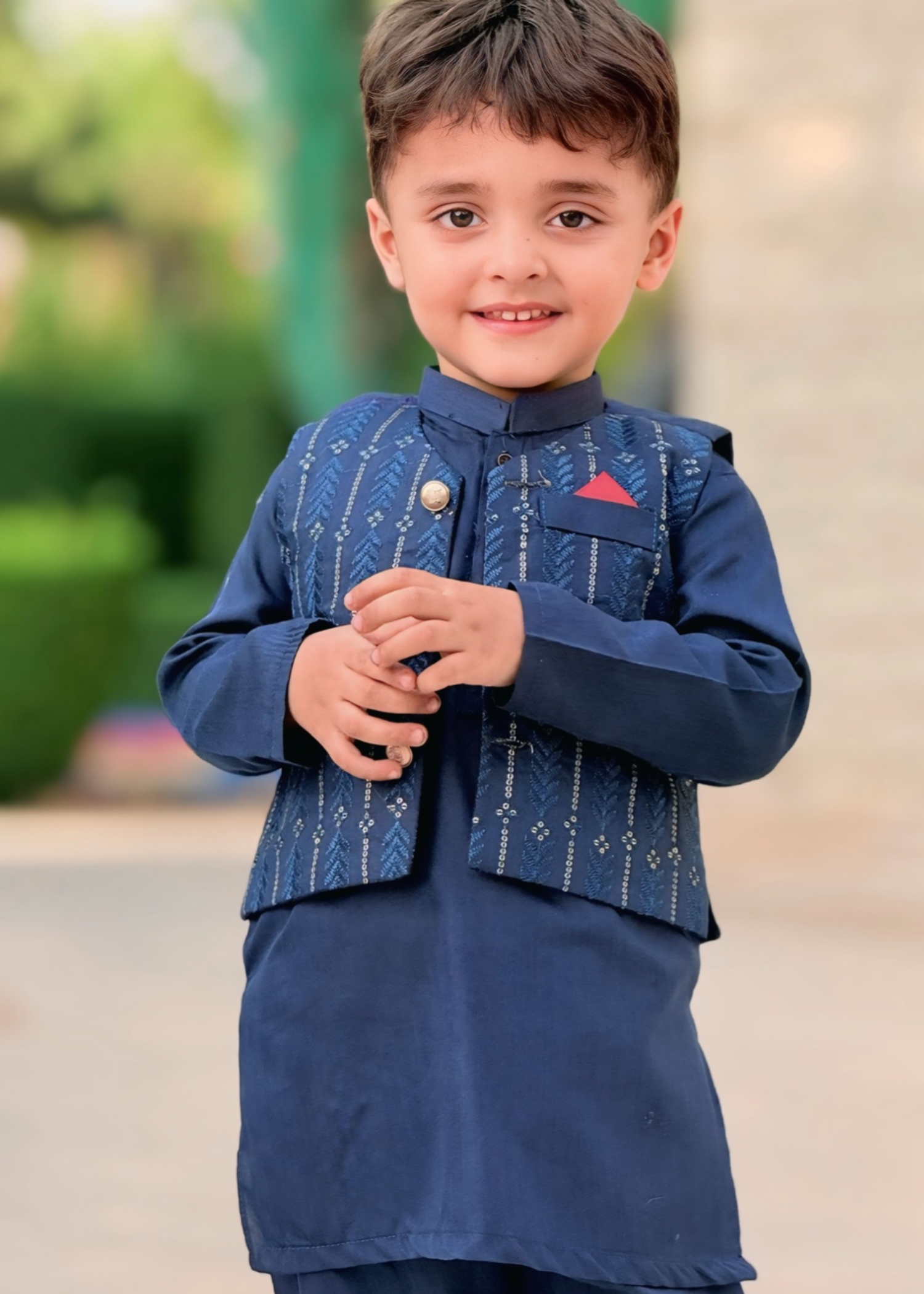 wash & wear Waistcoat in Cobalt blue