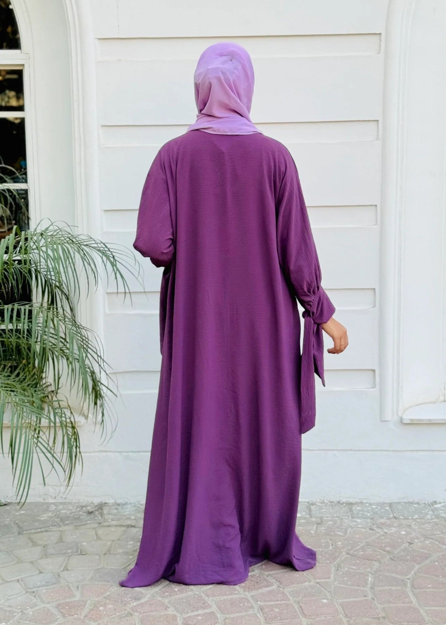 polyester Abaya in Purple