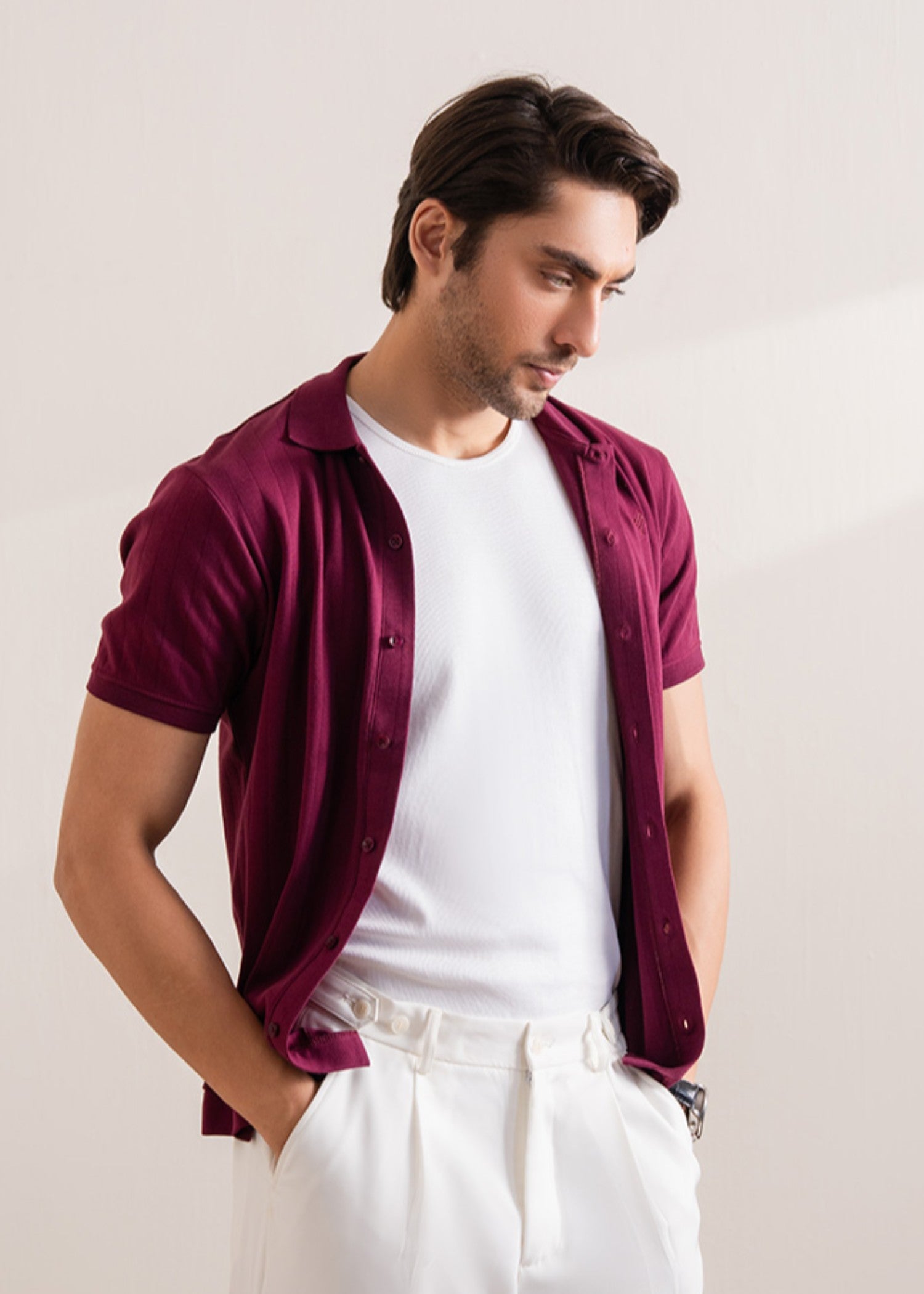 cotton Polo Shirt in Wine