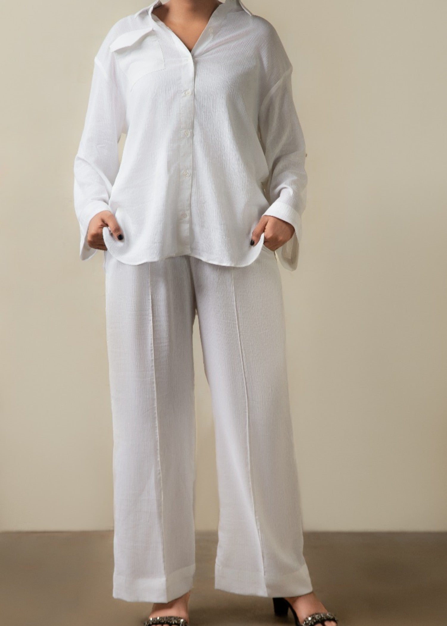 cotton linen Co Ord Sets in White