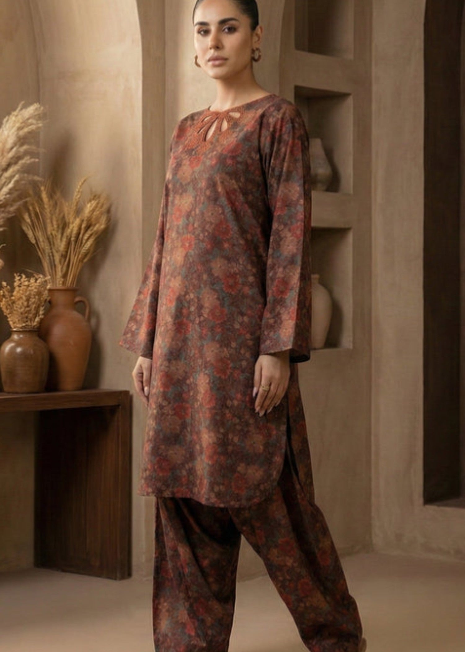 raw silk Co Ord Sets in Chocolate brown