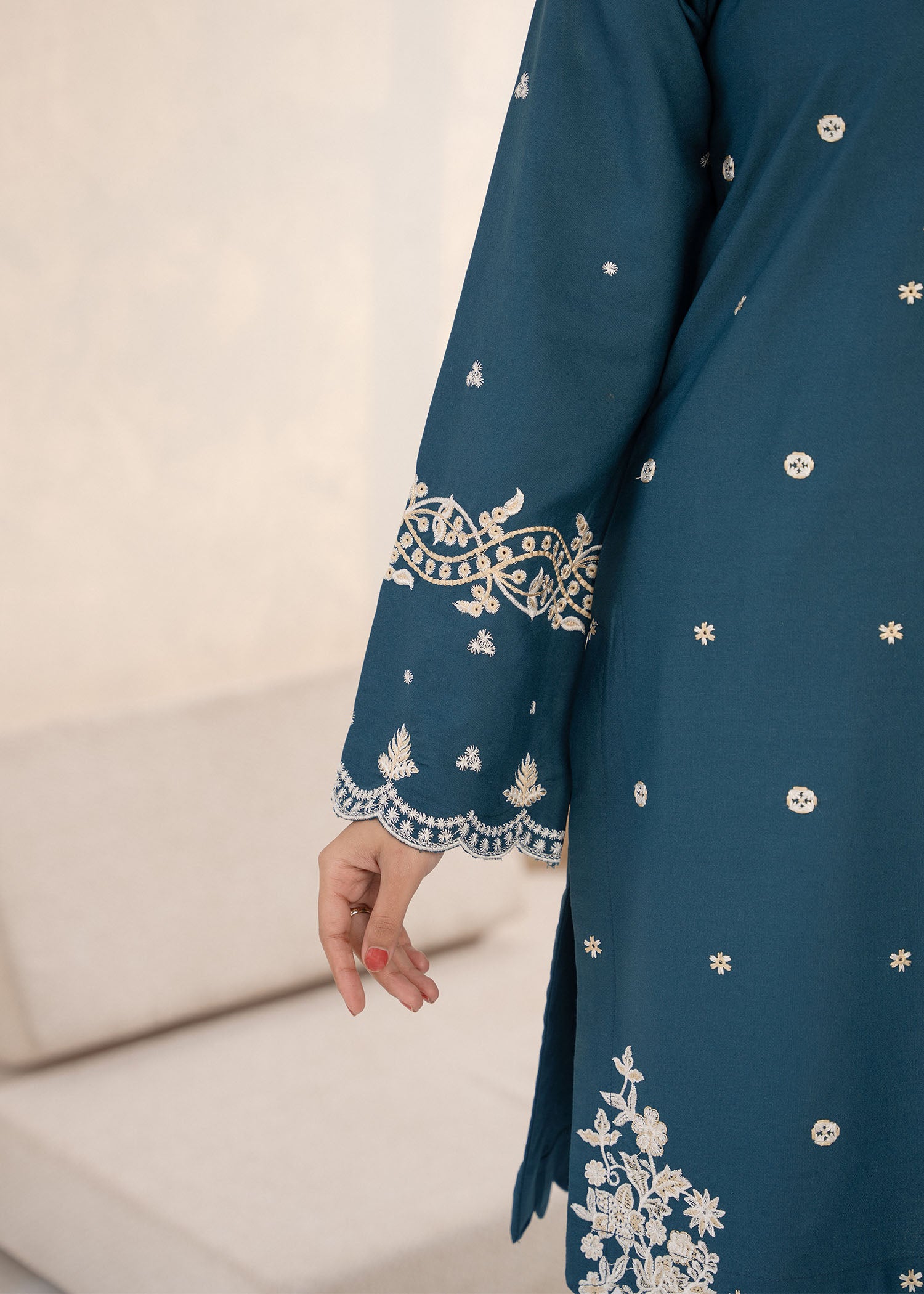 cotton Kurta Set in Teal