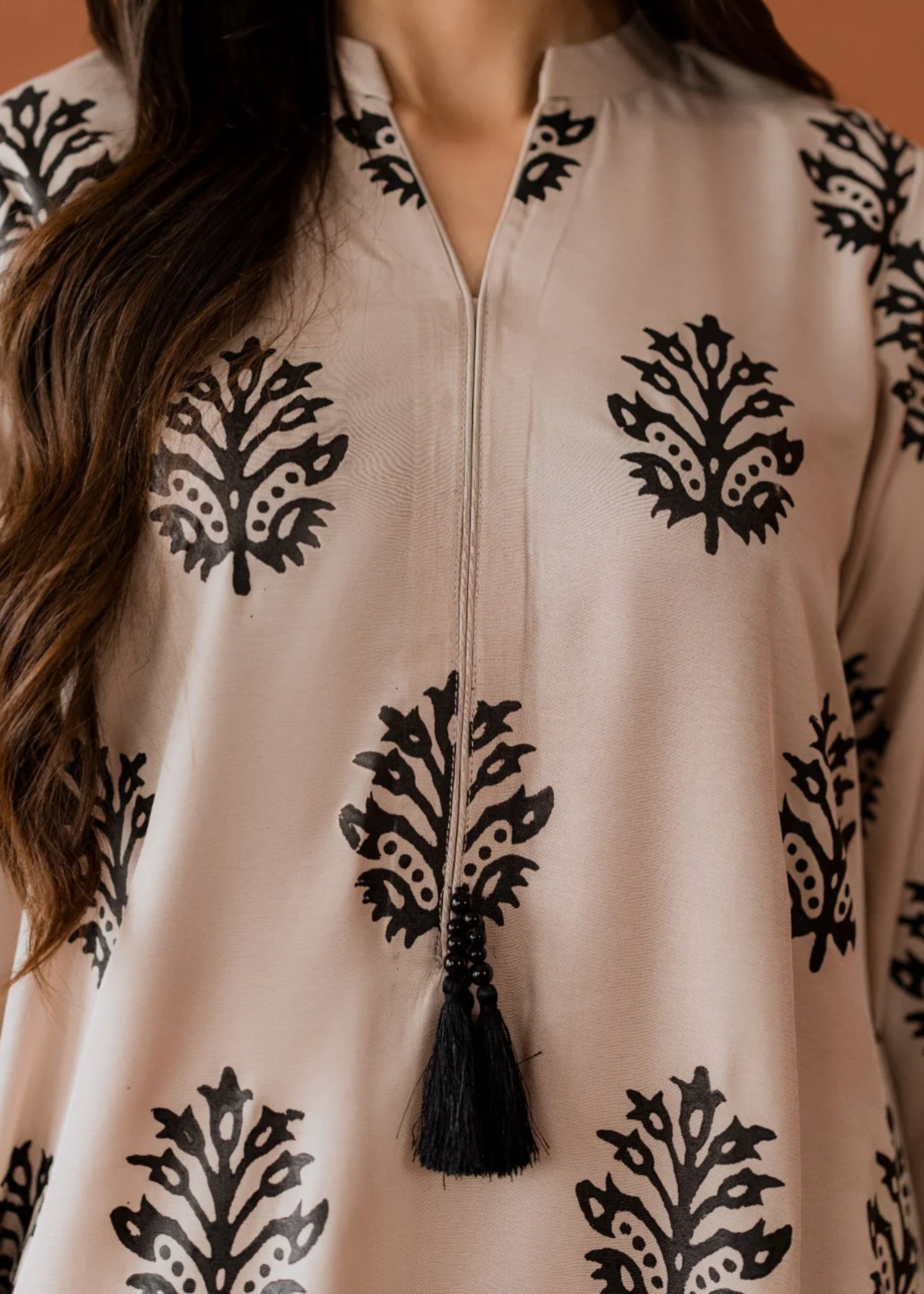 lawn cotton Kurta Set in Eggshell