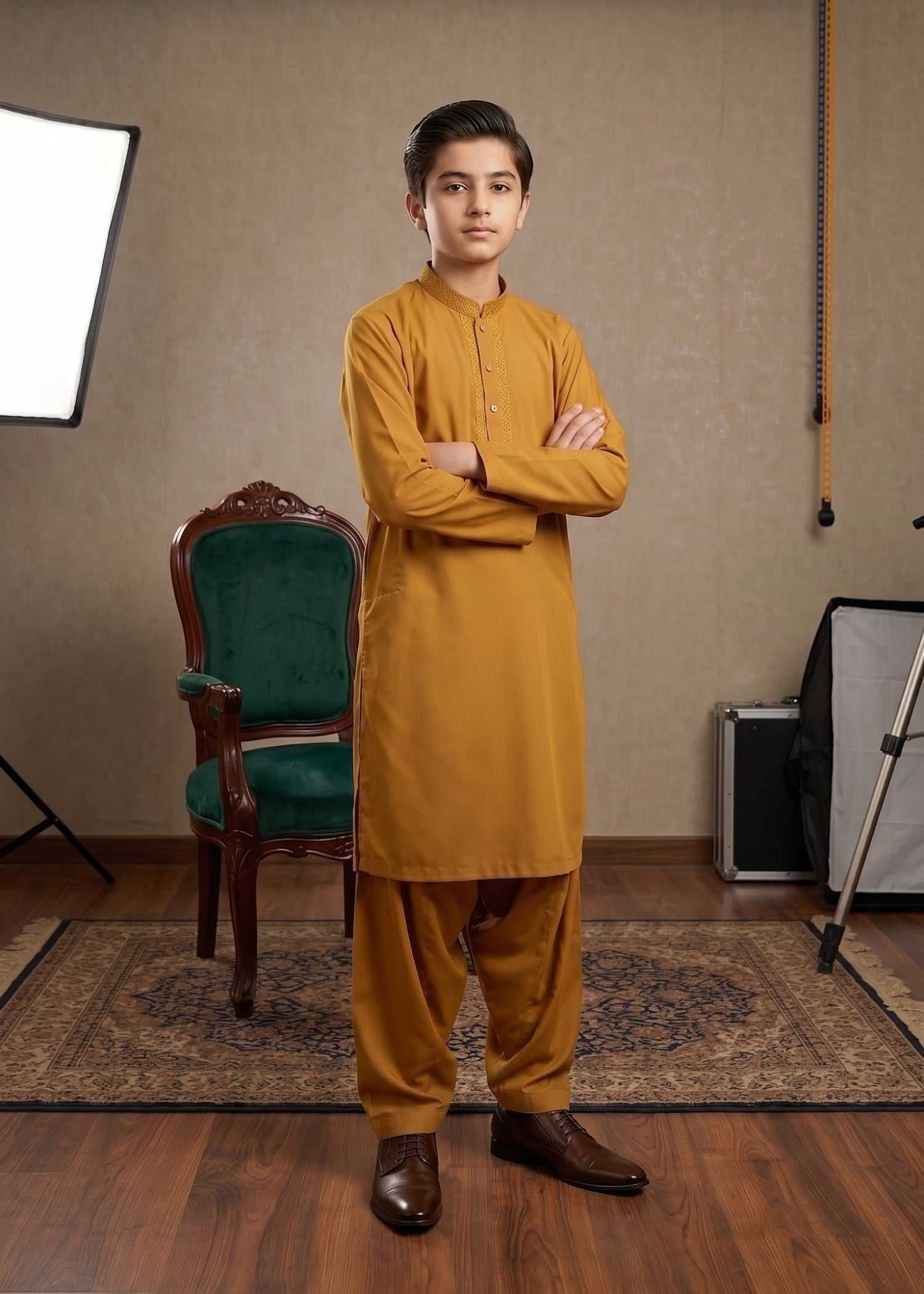 wash & wear Kurta Set in Mari gold