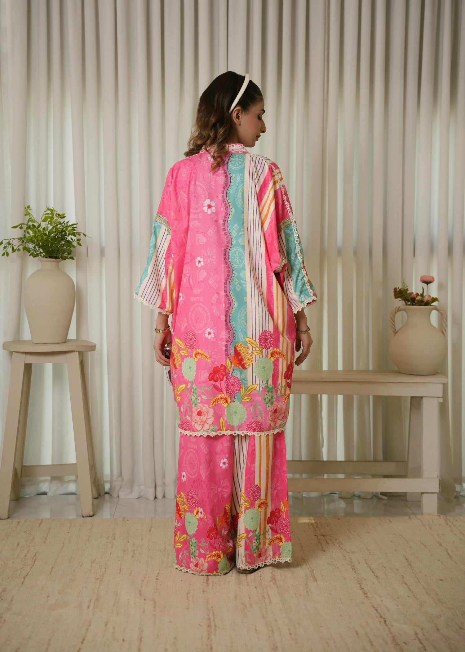 poly lawn Co Ord Sets in Strawberry pink