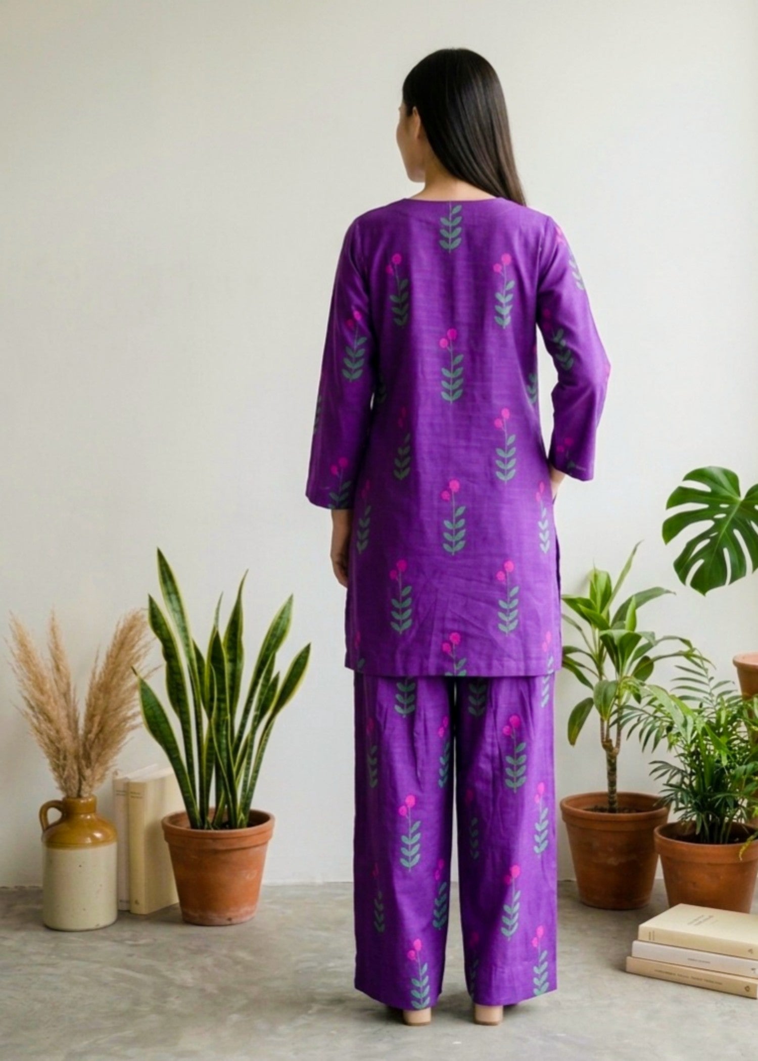 arabic lawn Co Ord Sets in Purple