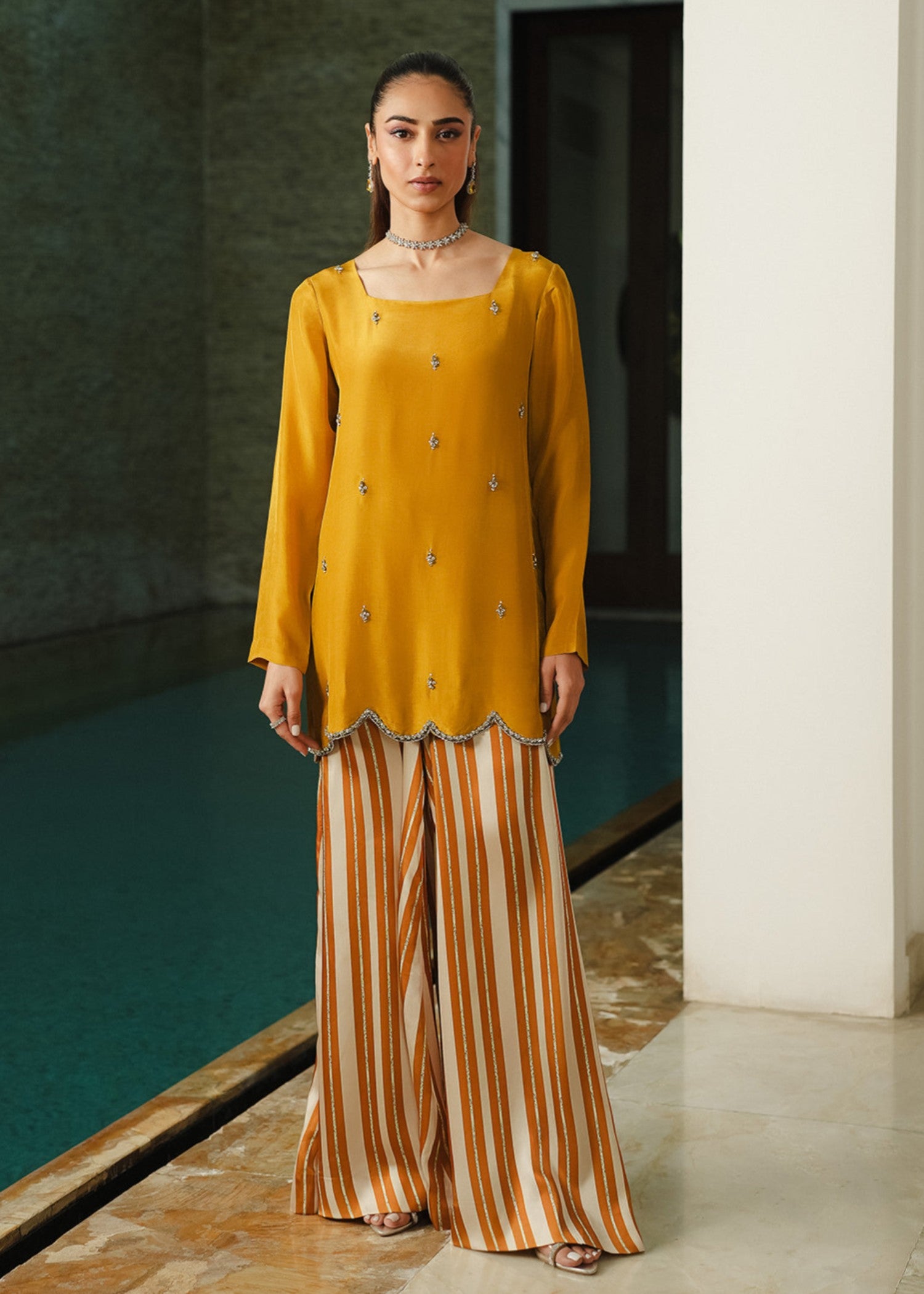 silk Kurti in Mustard