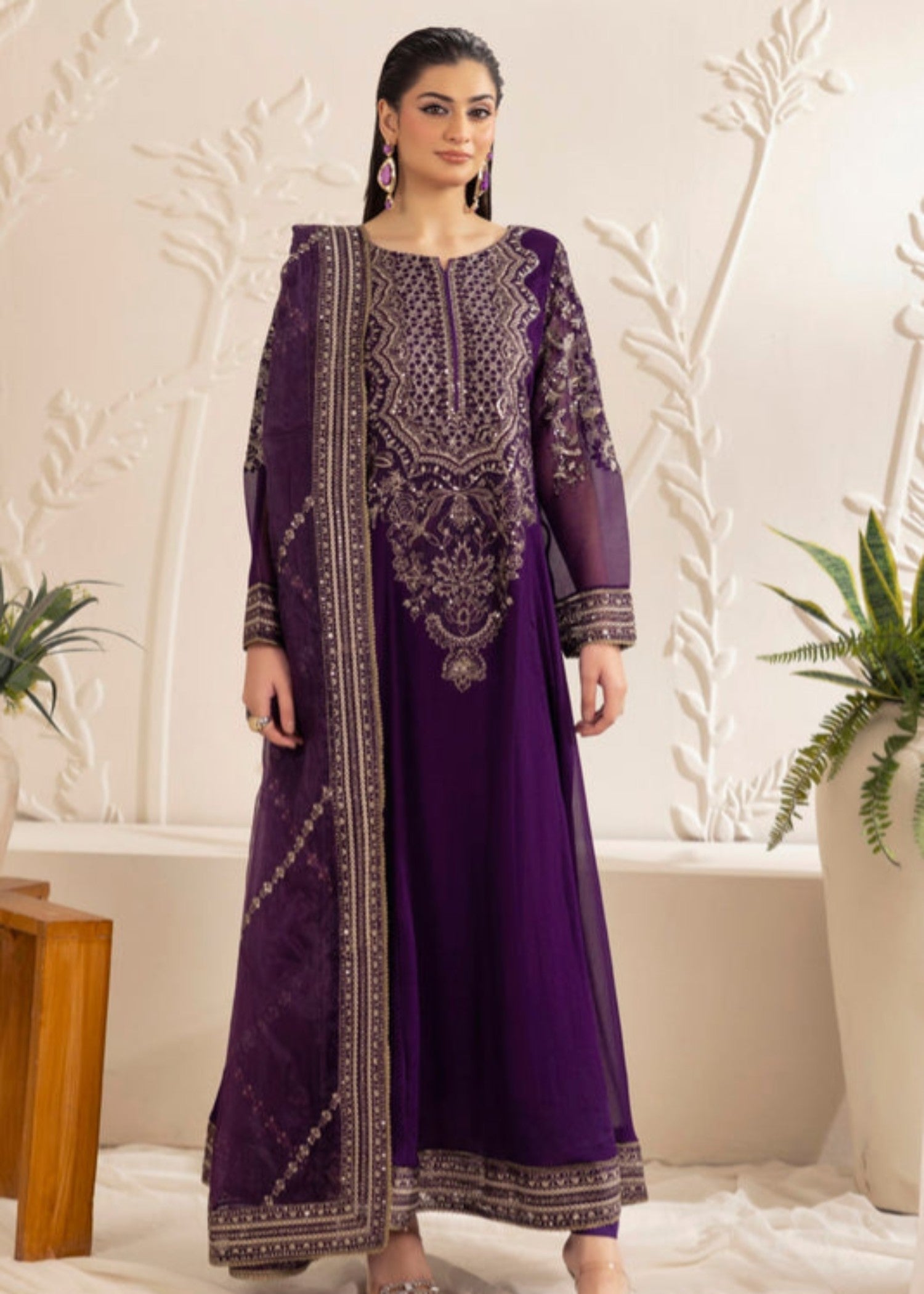 bemberg crinkle chiffon Maxi in Egg plant