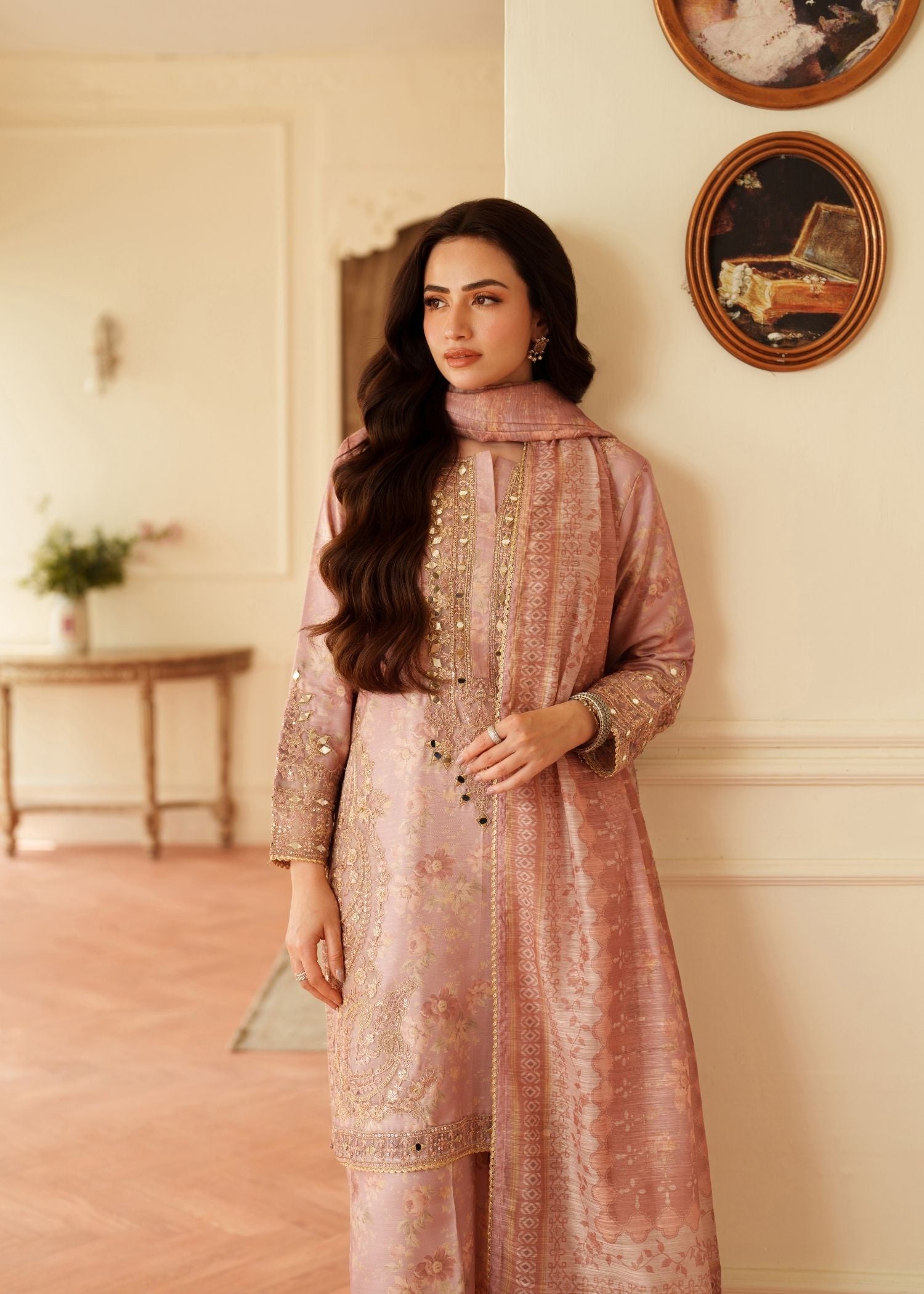 viscose Kurta Set in Baby pink
