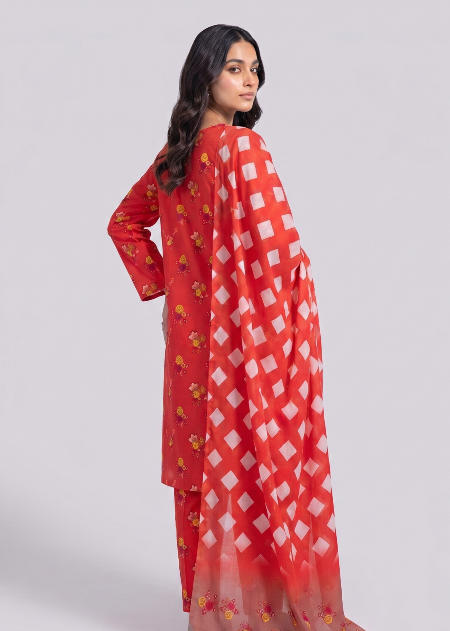 lawn Unstitched in Scarlet