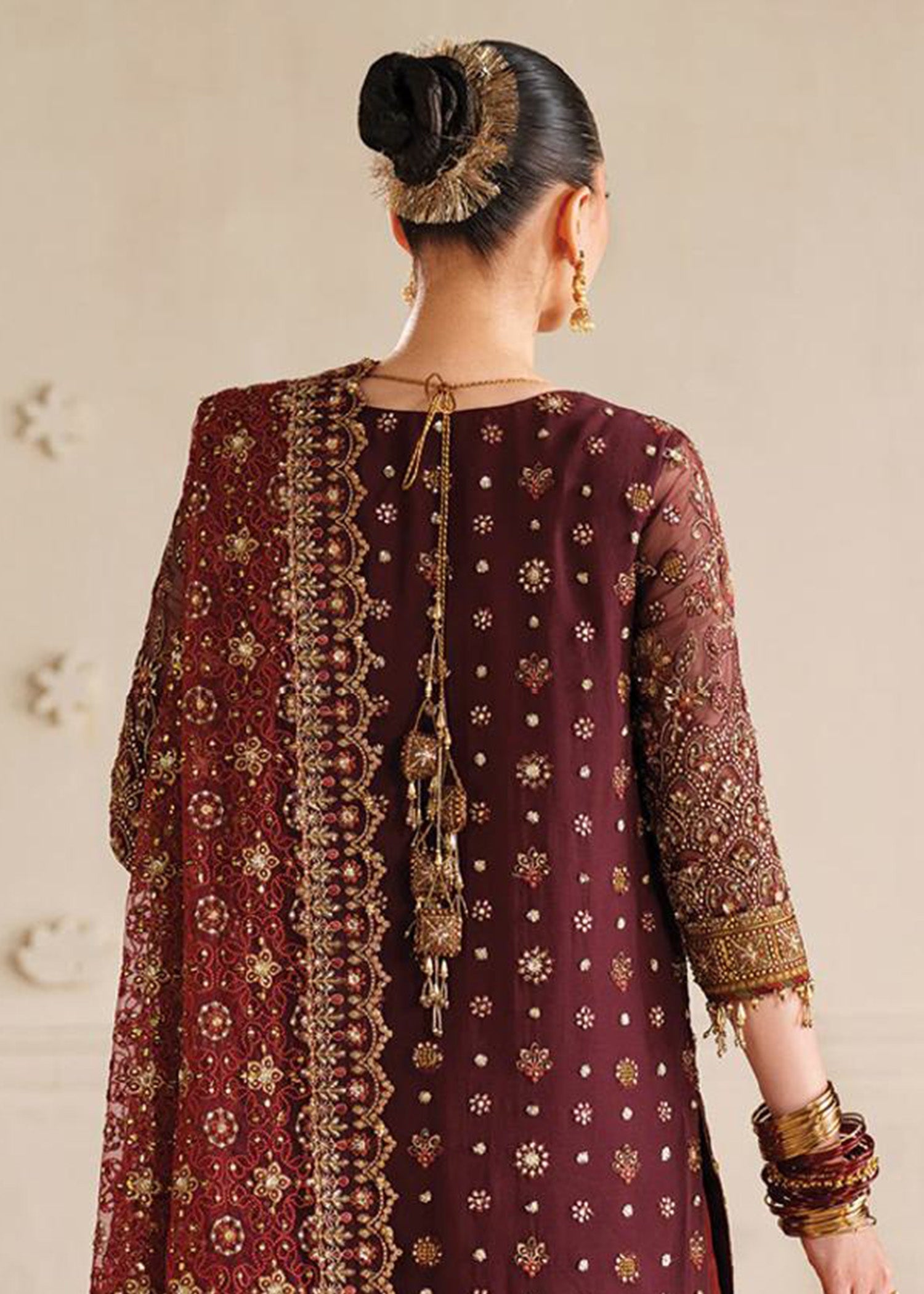 chiffon Kurta Set in Brown