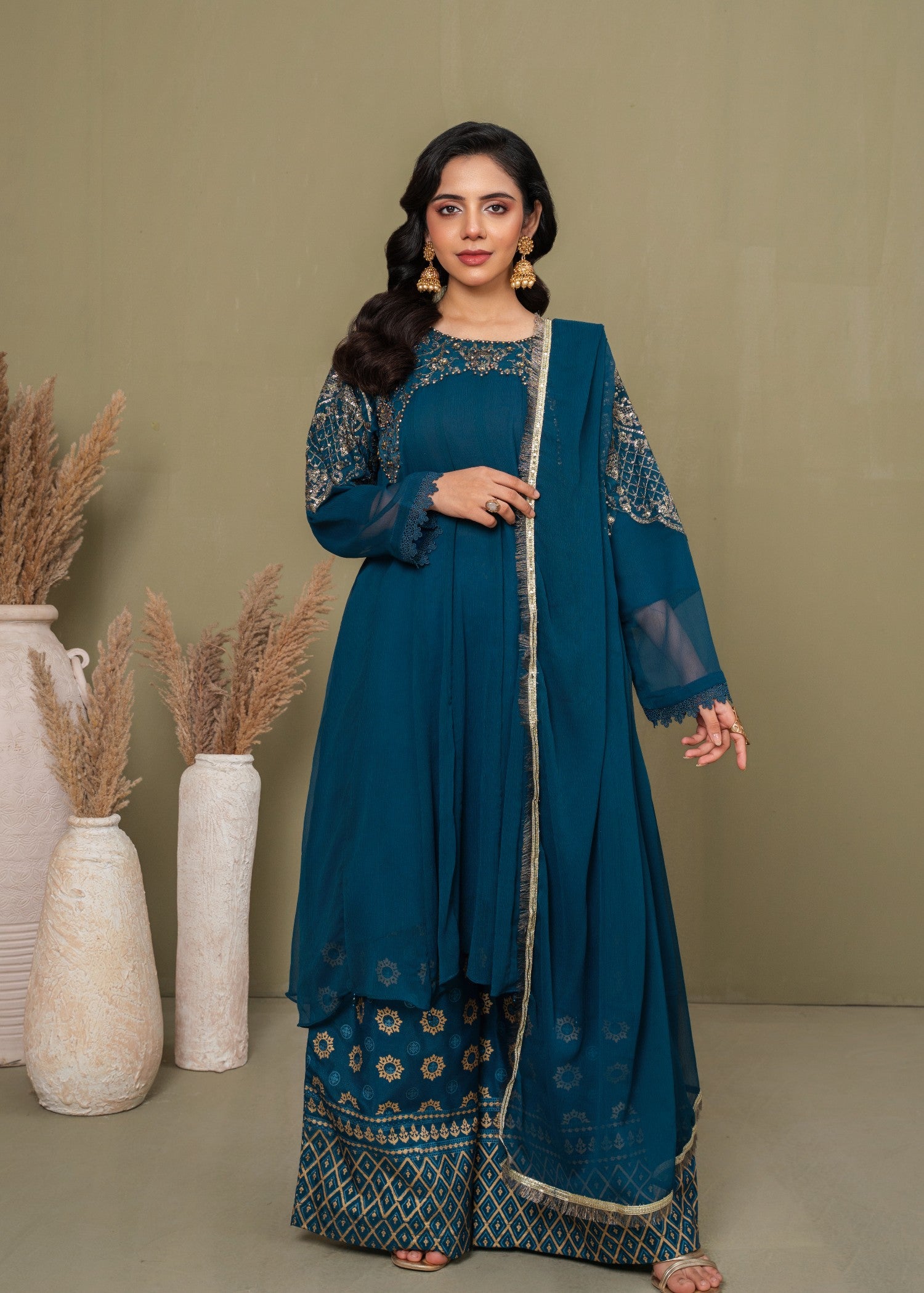 chiffon Short Frock in Cobalt blue, yale blue