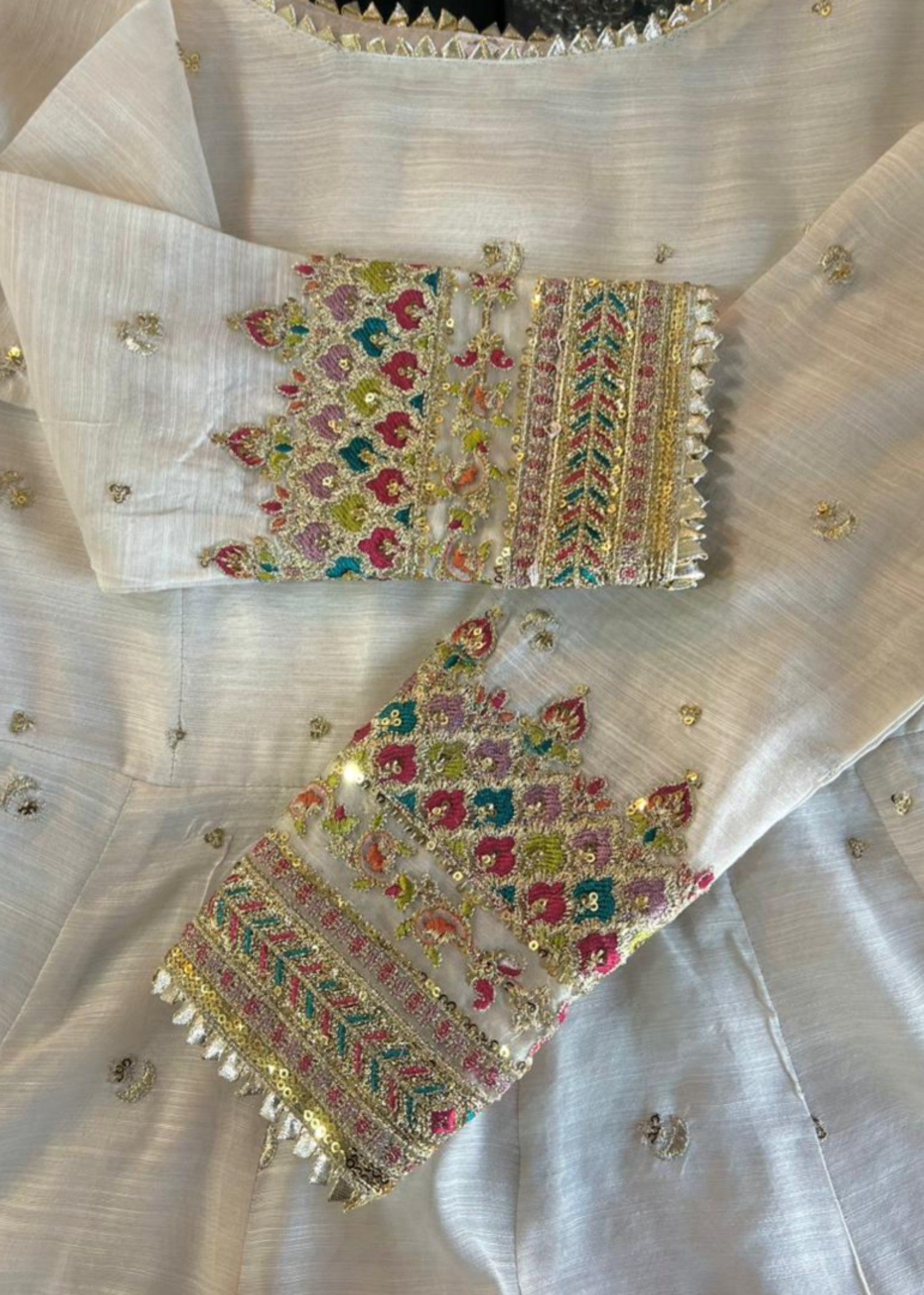 paper silk Anarkali in Ivory