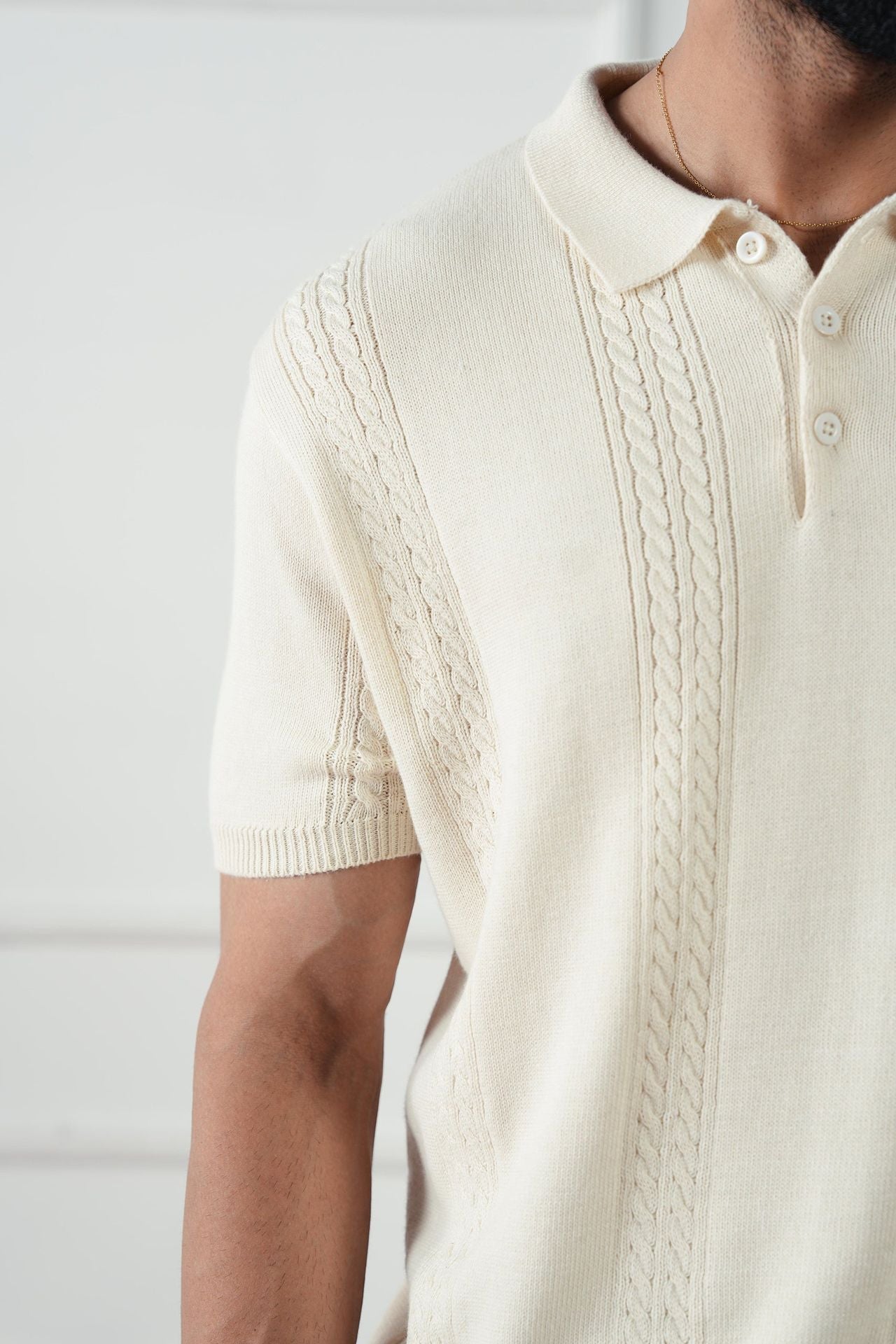 cotton jersey Polo Shirt in Cream
