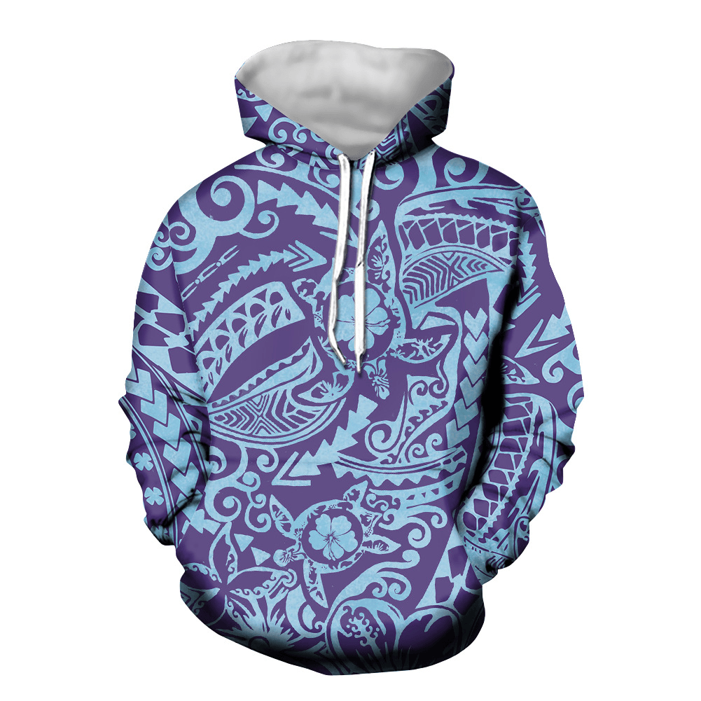 A Low-Order Hooded Sweater Polynesian Turtle Pullover with Pocket Long-Sleeved Top to Customize the New Style