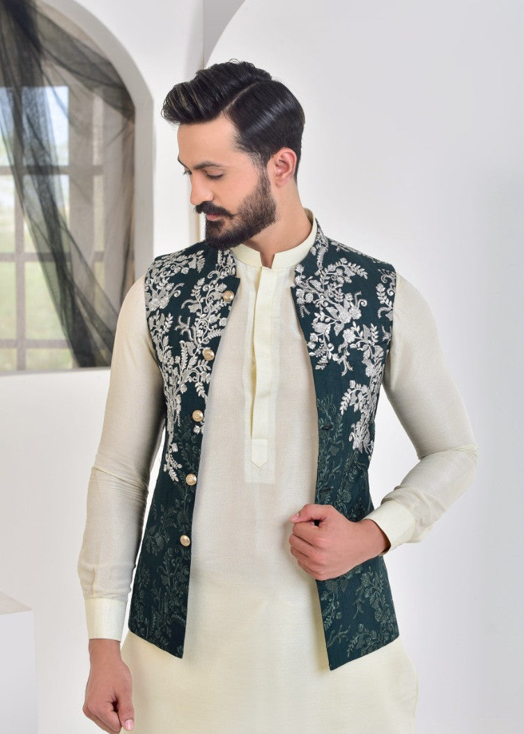 cotton linen Waistcoat in Green
