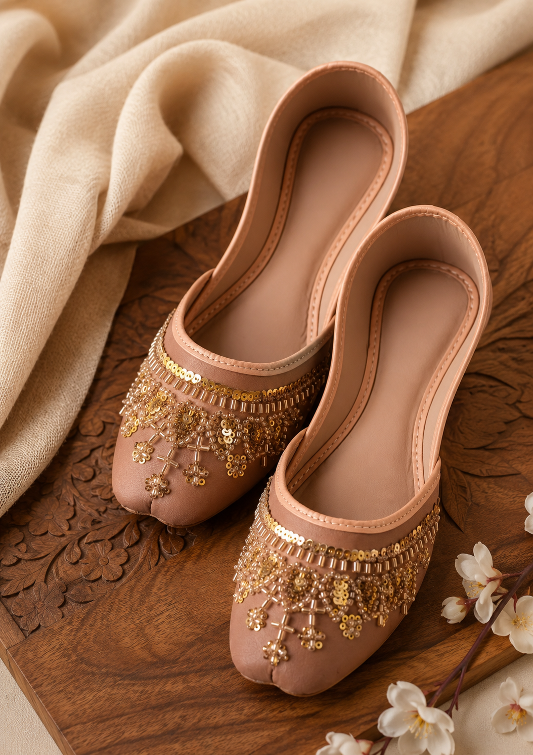 Khussa in Baby pink by - High Quality Women Khussa FRE8823