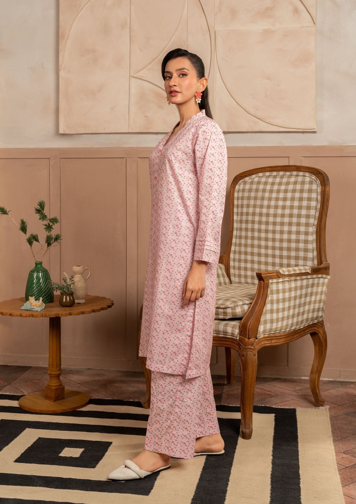 lawn Co Ord Sets in Baby pink