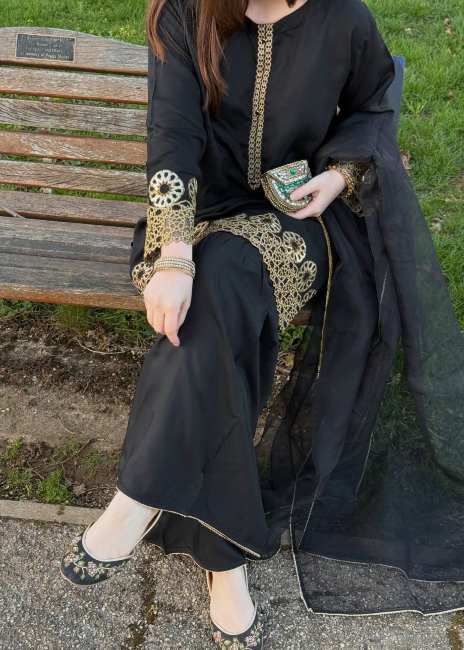 viscose raw silk Gharara in Black