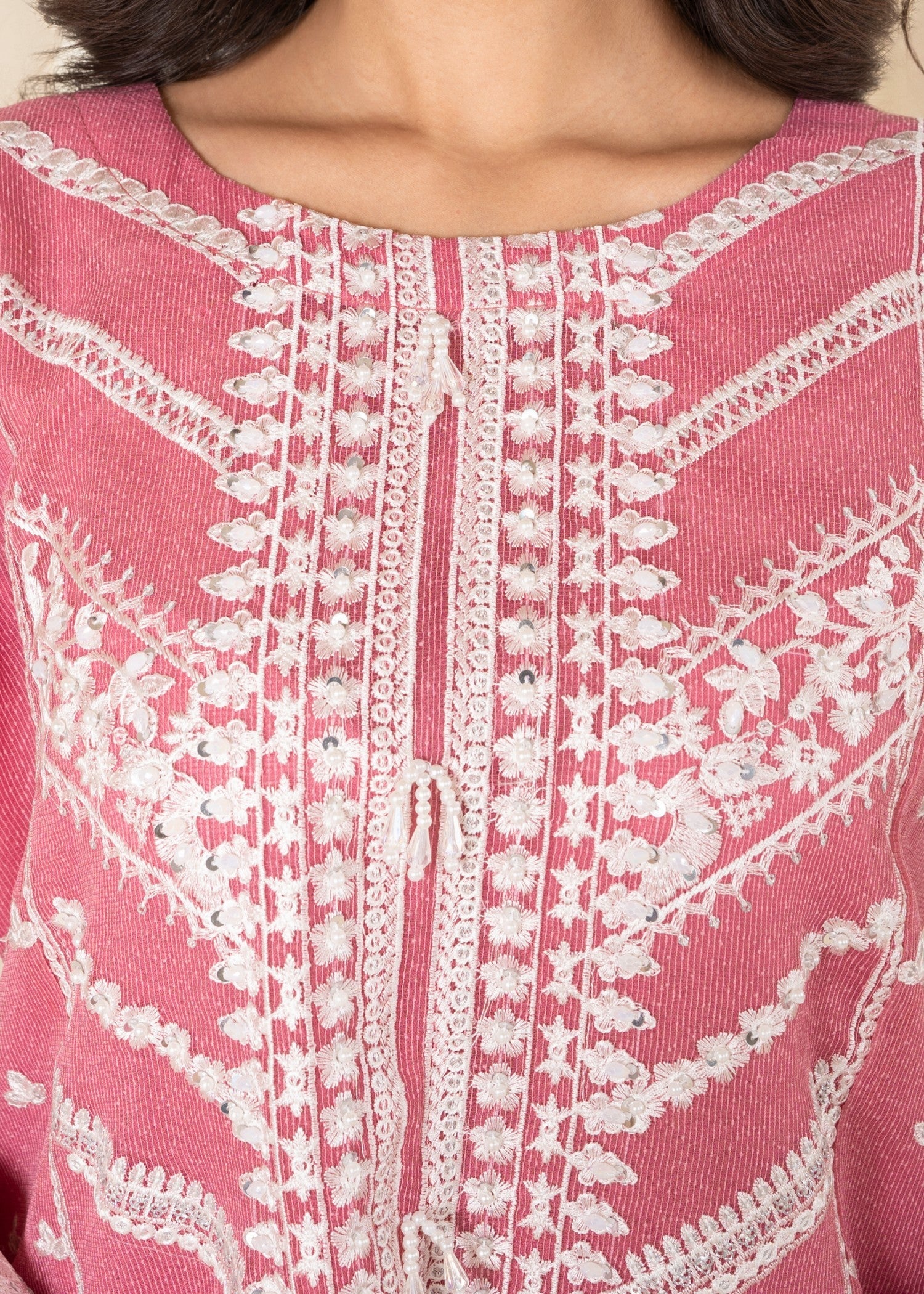 cotton net Kurta Set in Blush pink
