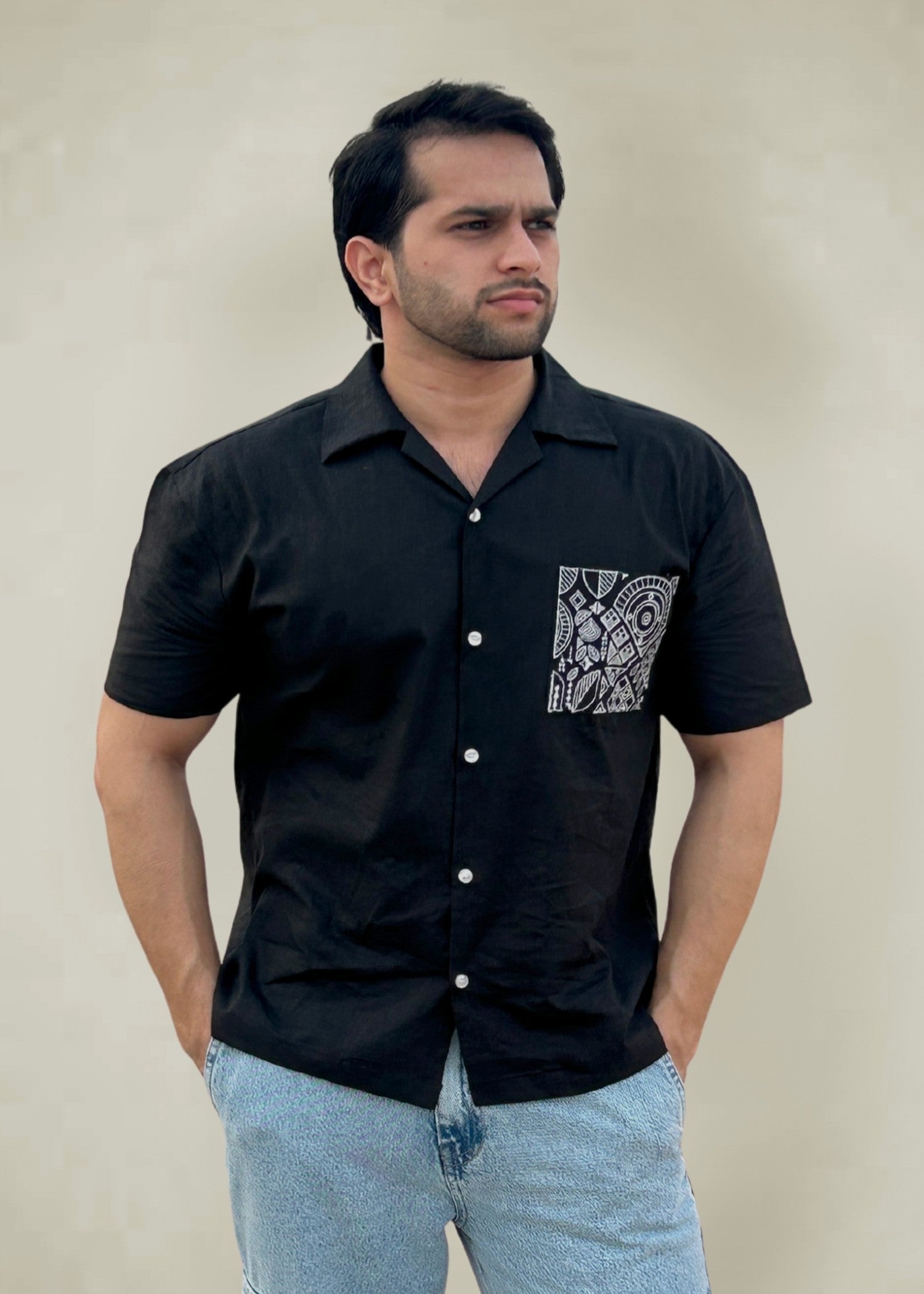 wash & wear Casual Shirt in Black
