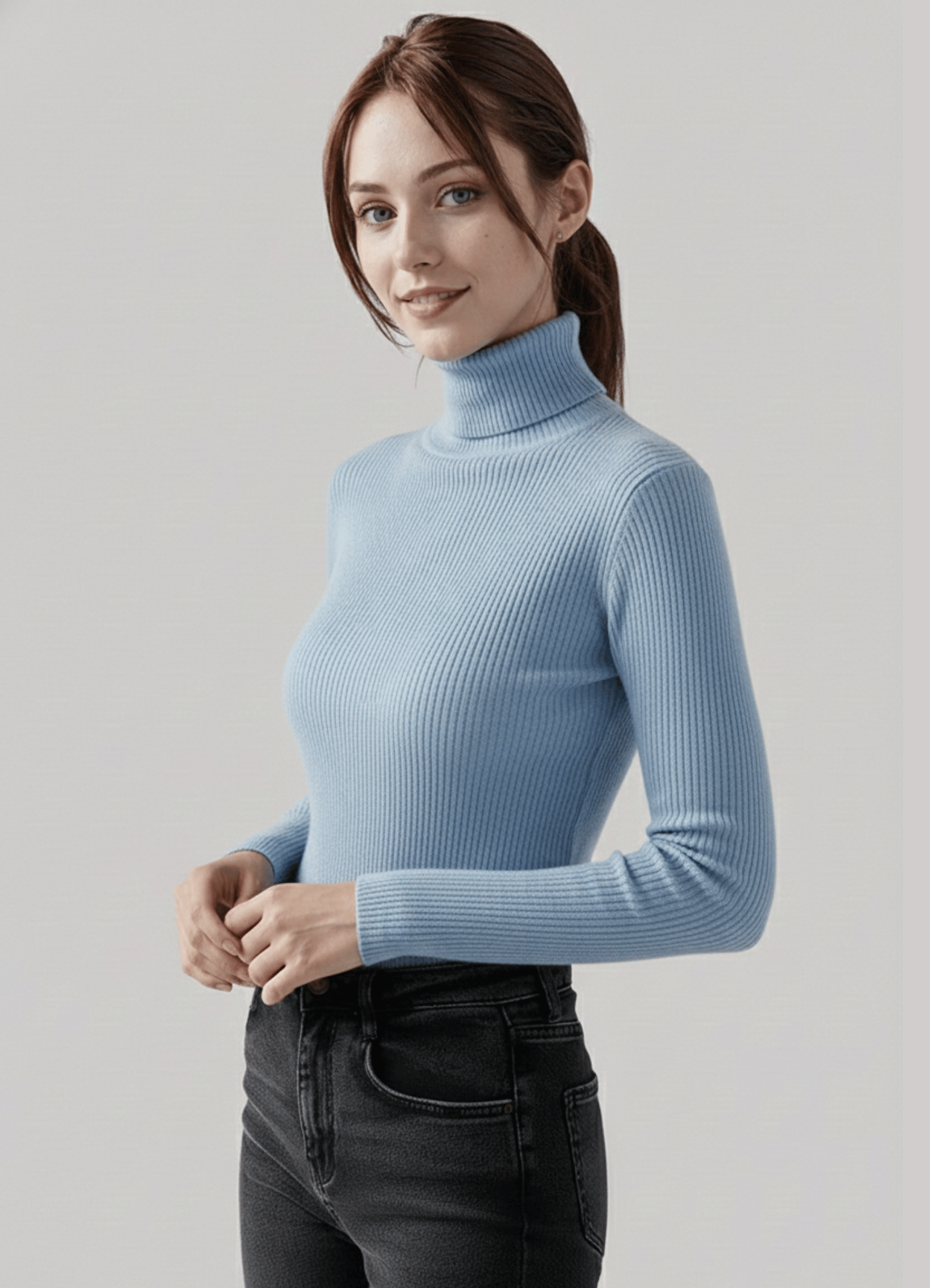 jersey knit Turtle Neck in Sky blue