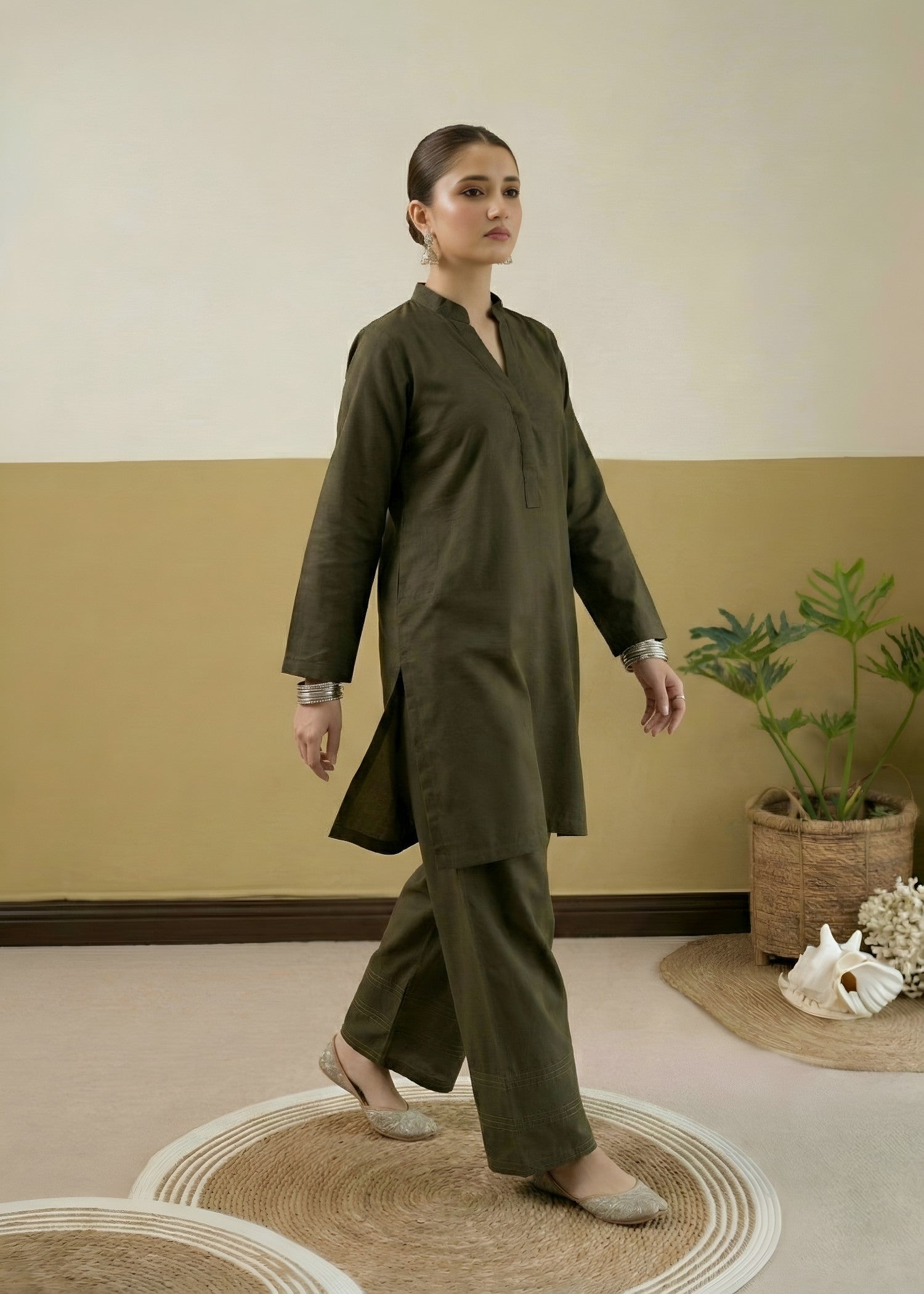 linen Co Ord Sets in Olive green