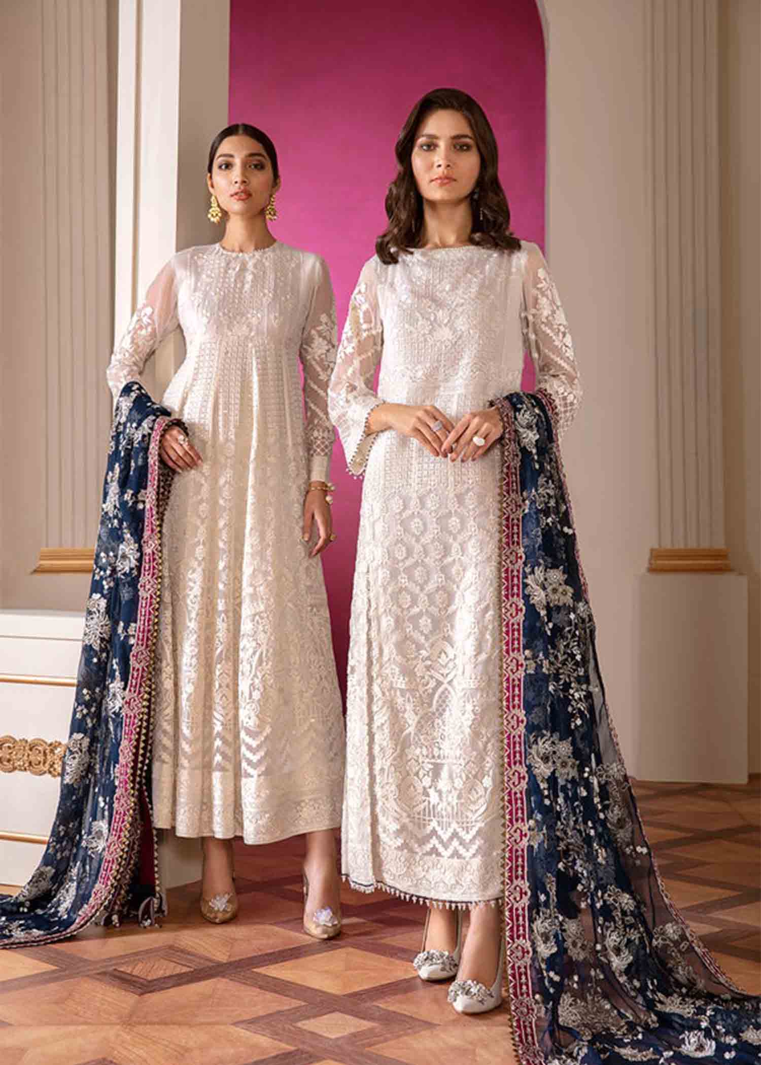 chiffon Unstitched in Pearl white