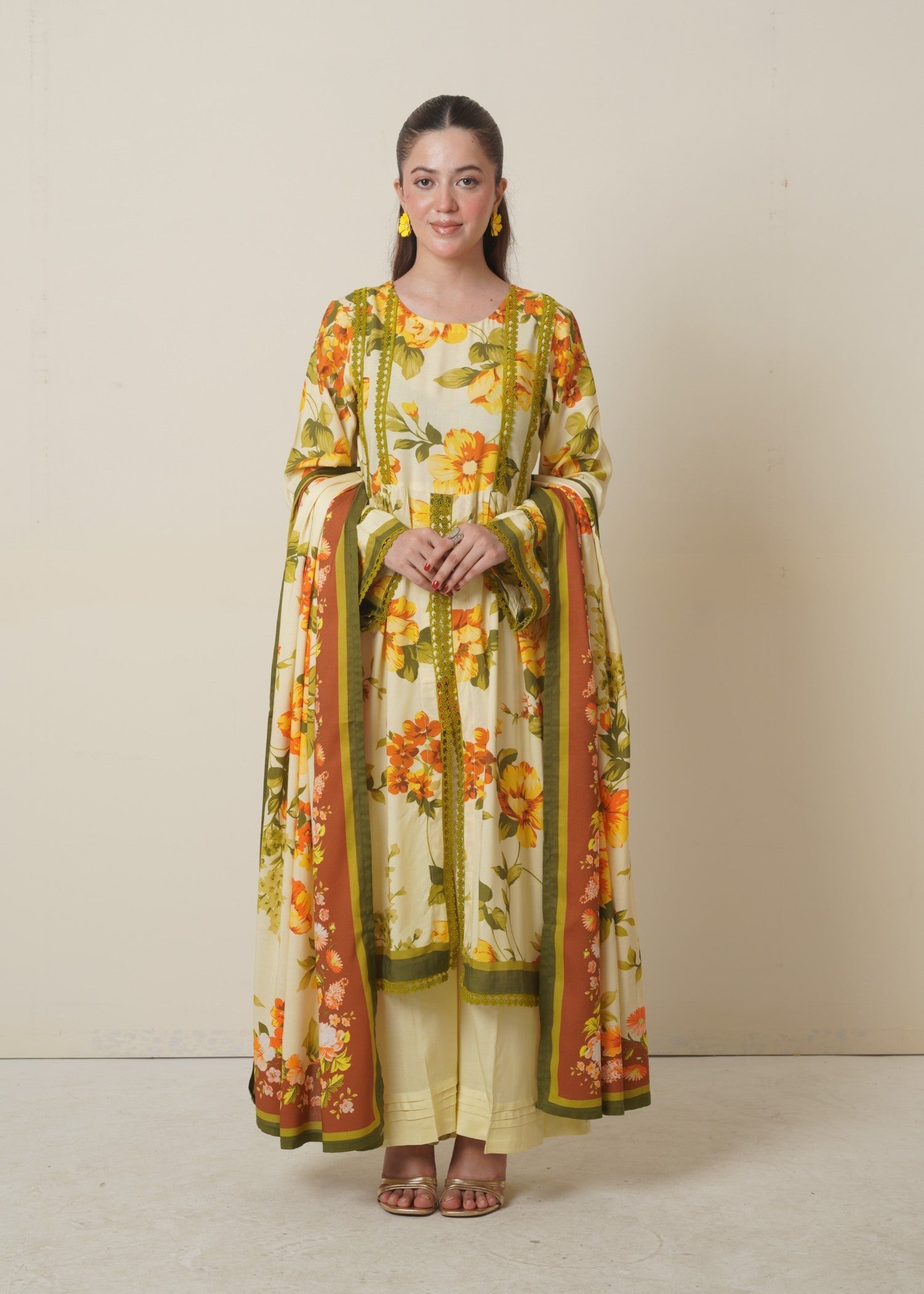 linen Kurta Set in Mellow yellow