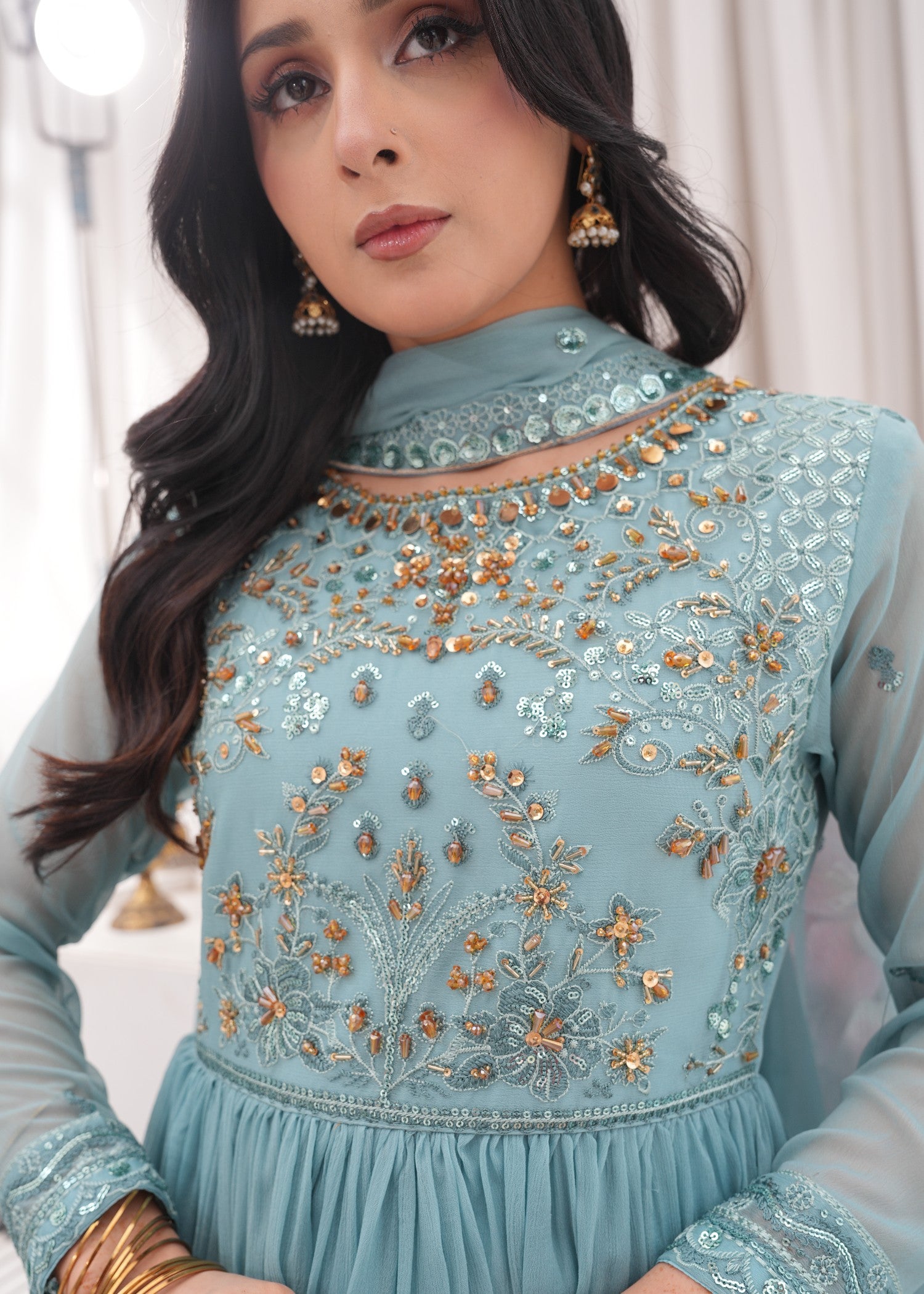 crinkle chiffon Maxi in Powder blue