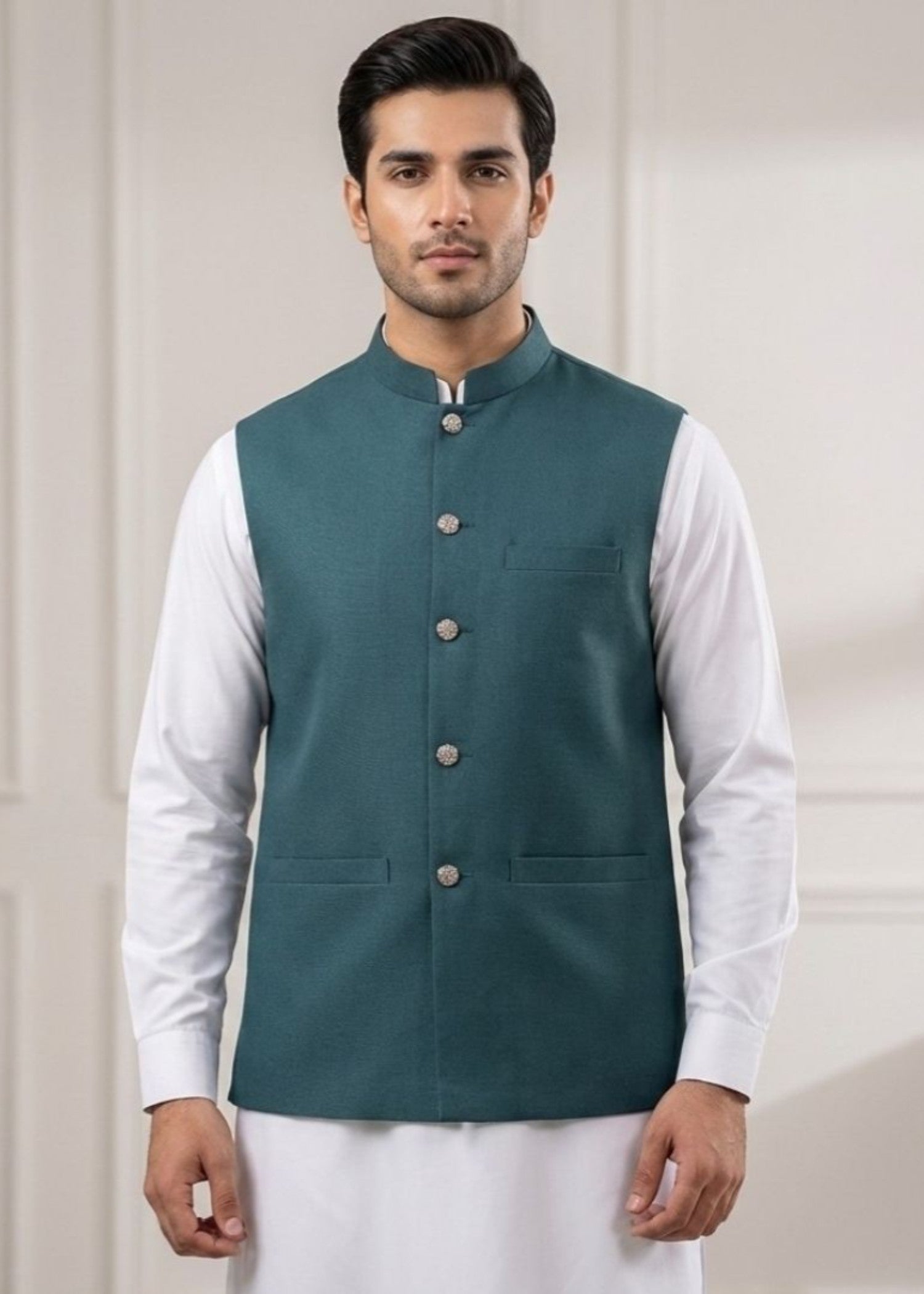 worsted wool Waistcoat in Sea green