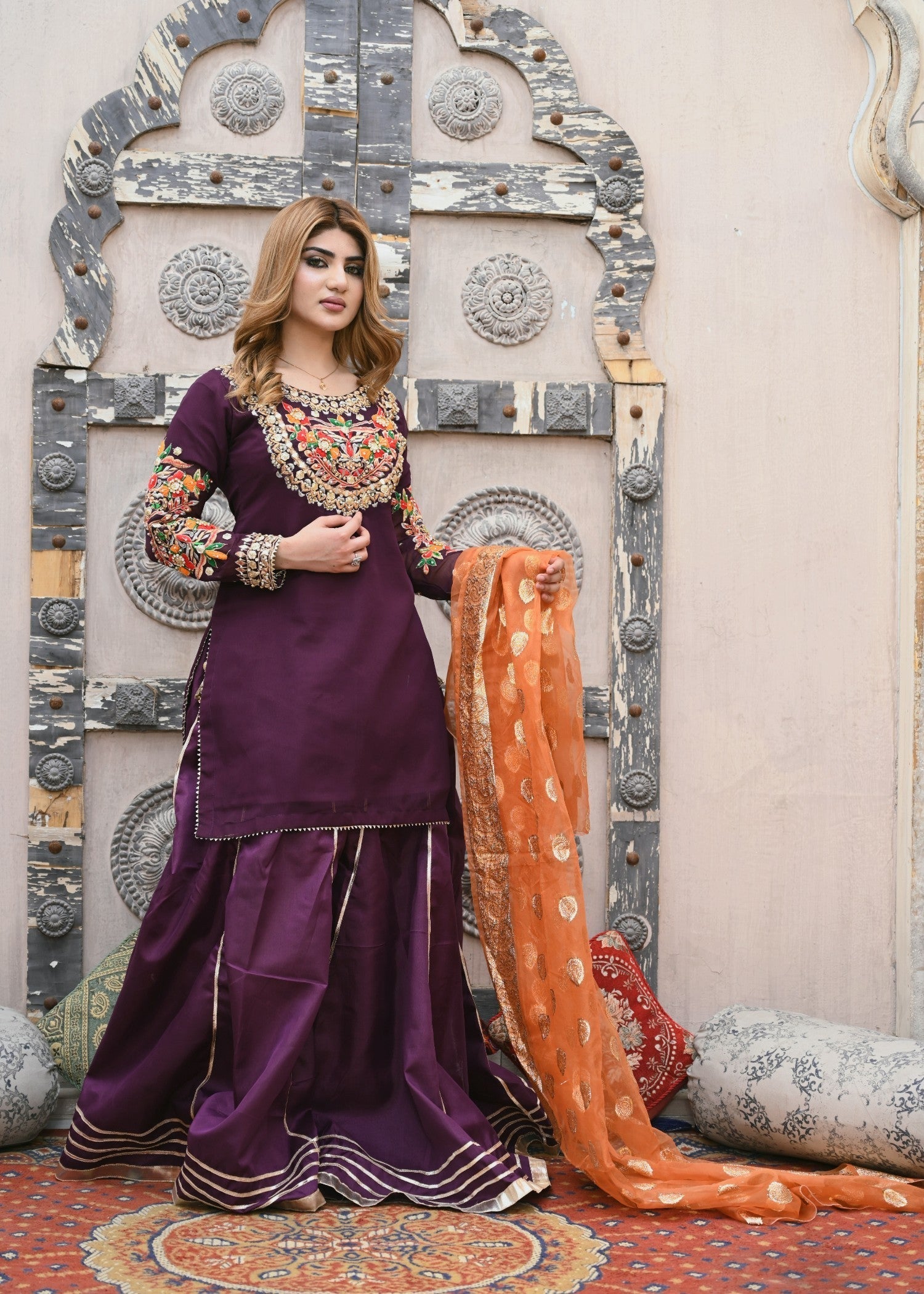 chiffon Sharara in Purple