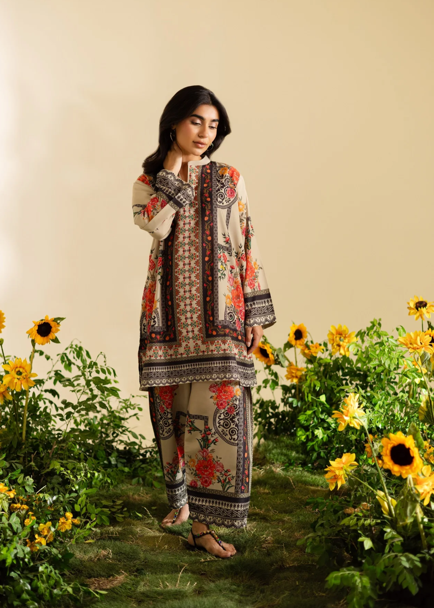 poly lawn Co Ord Sets in Tan brown