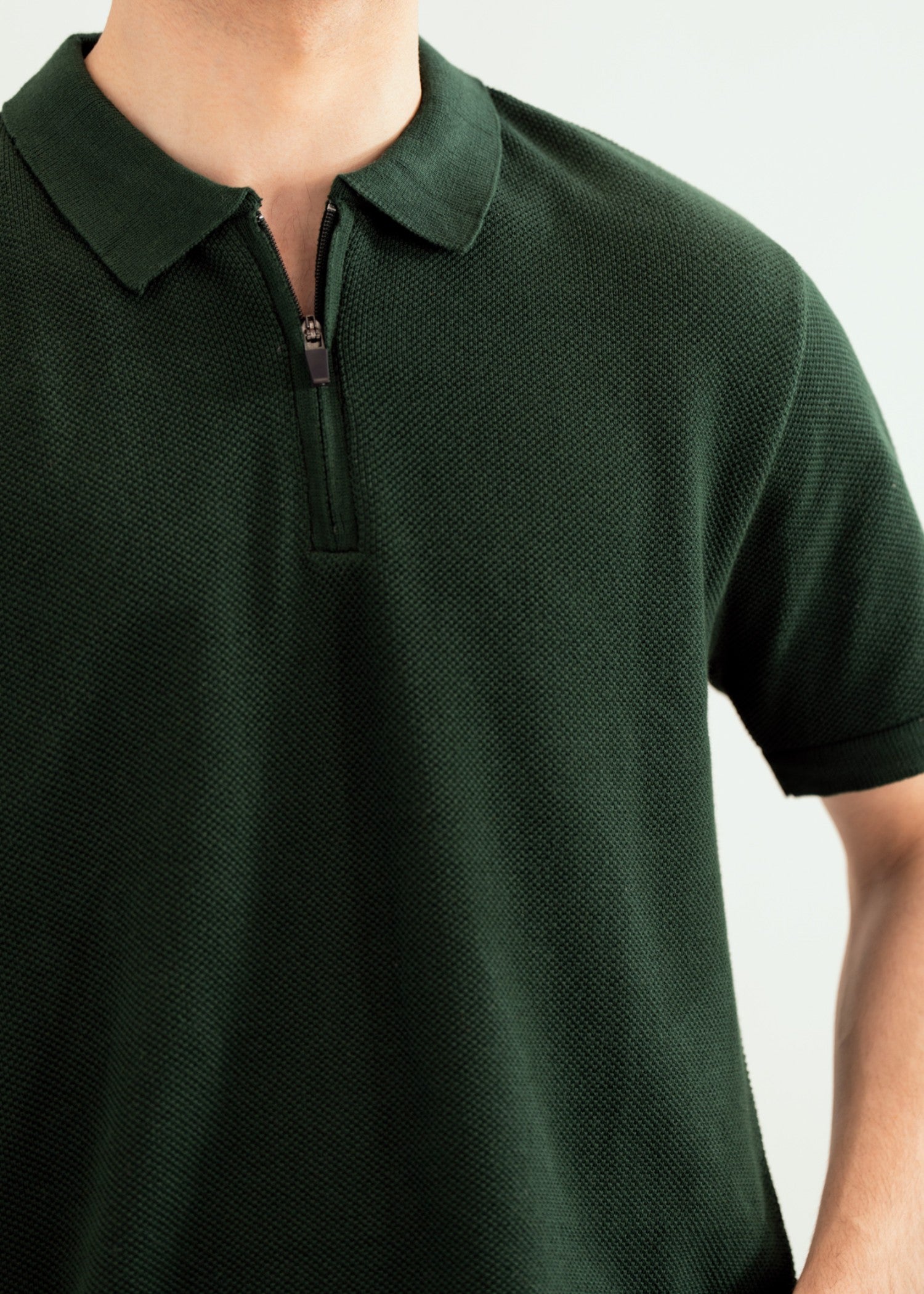 cotton pique Polo Shirt in Dark green
