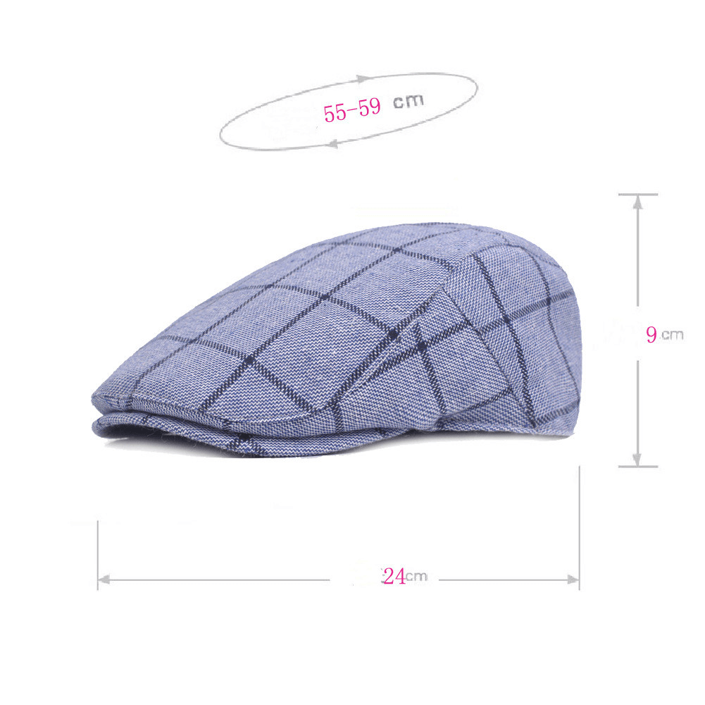 Men'S Plaid Cap Cotton College Style