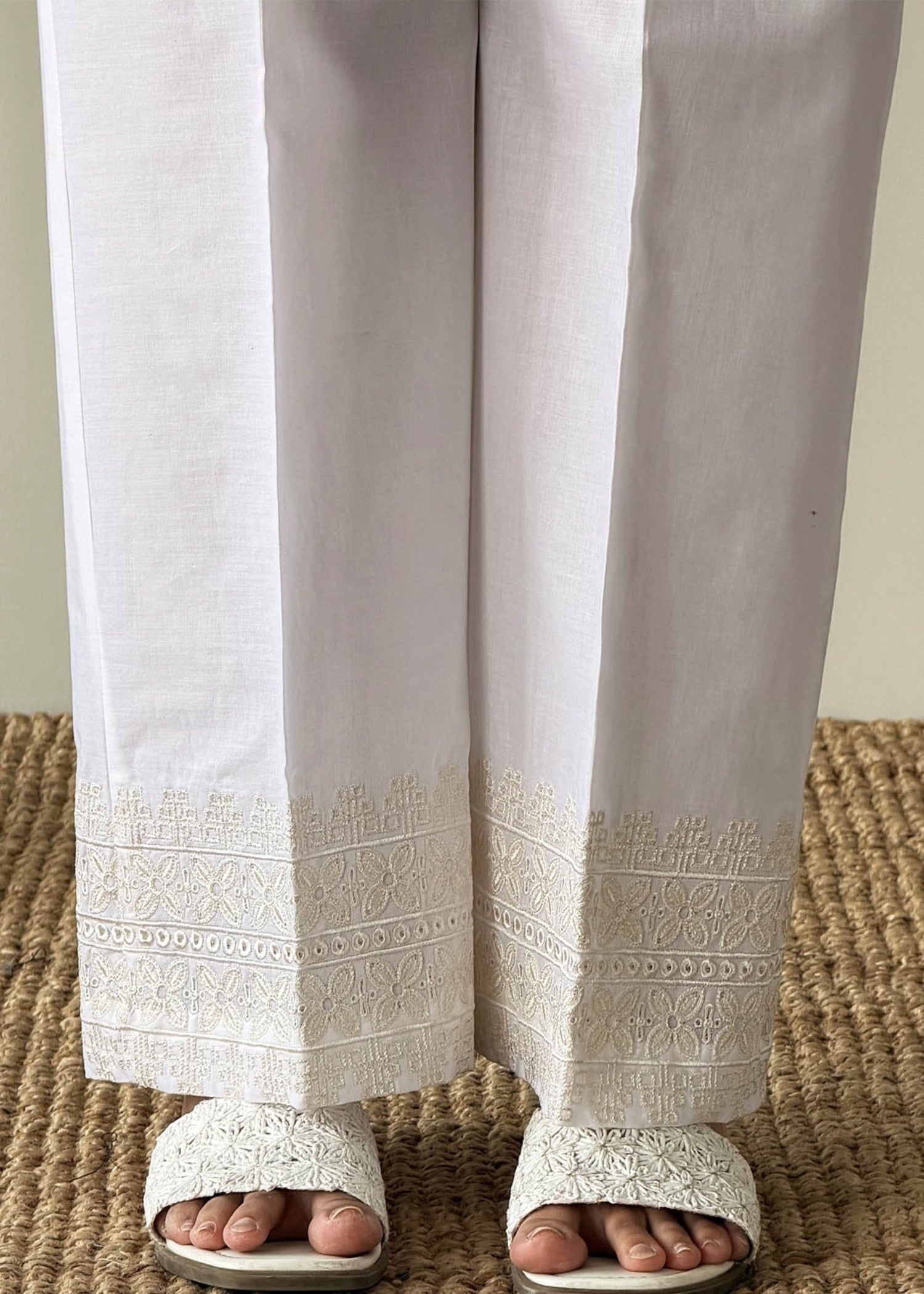 cambric cotton Trousers in White