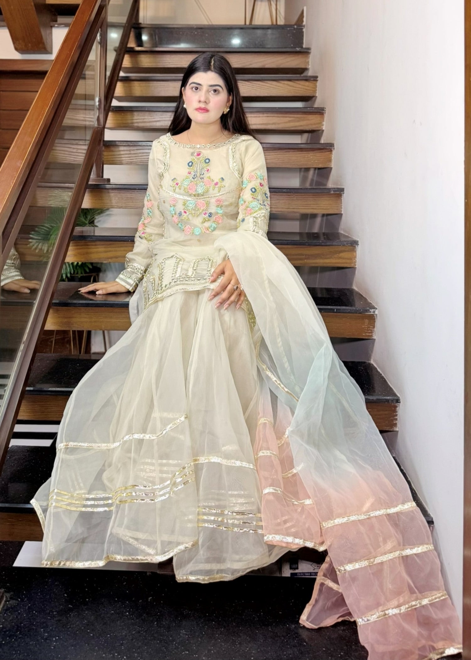 organza Sharara in Snow