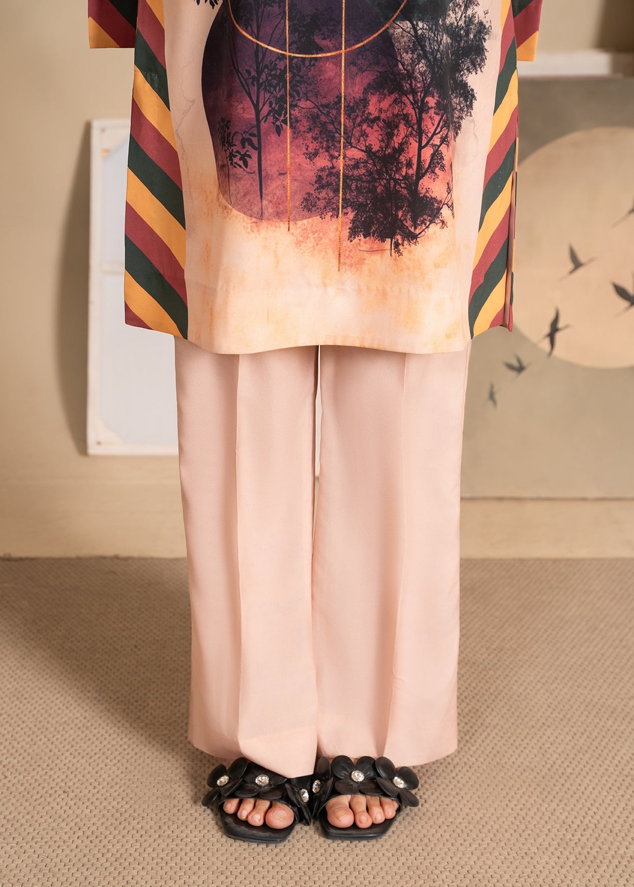 crepe Kurta Set in Wheat