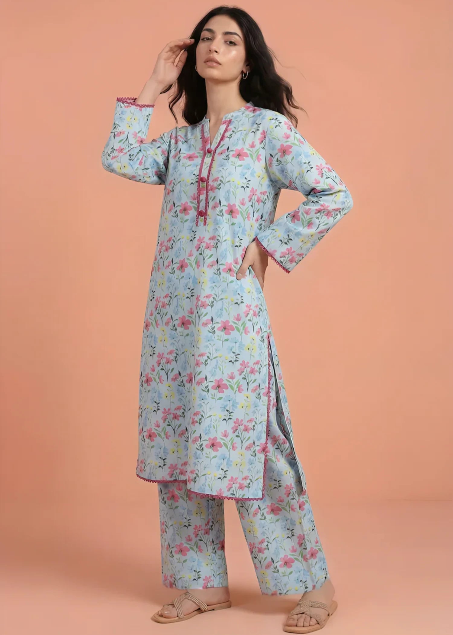 cambric Co Ord Sets in Sky blue