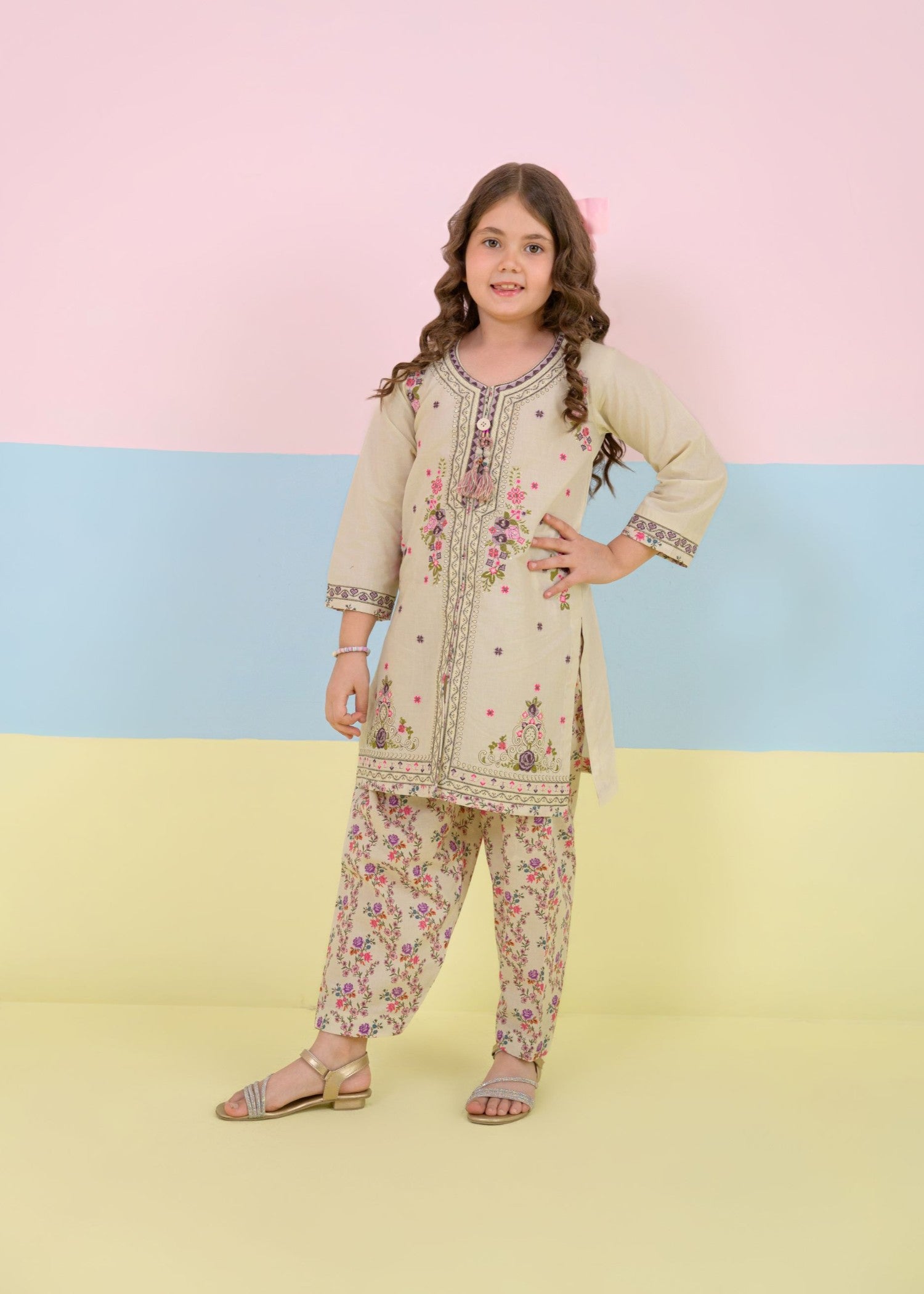 cotton Kurta Set in Grey