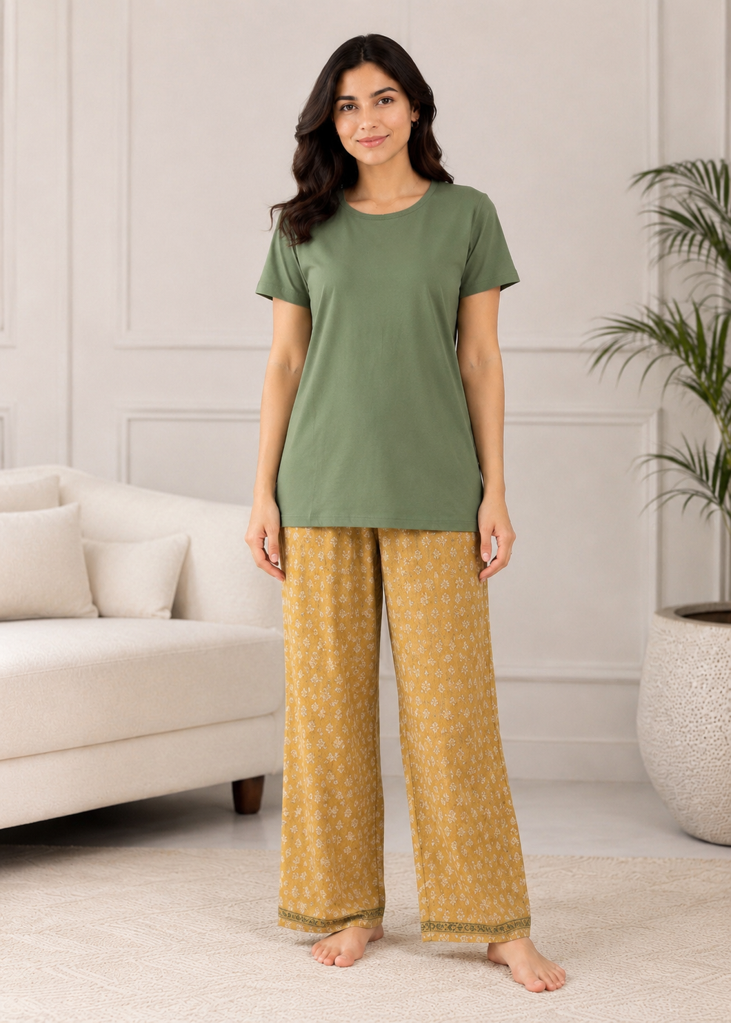 single jersey knit T Shirt in Fern green