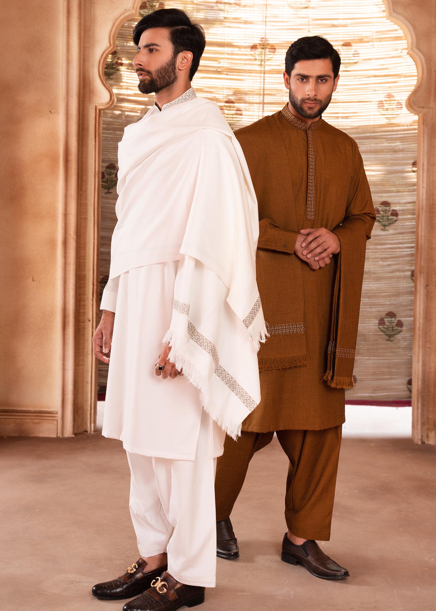 wool Shalwar Kameez in Off-white