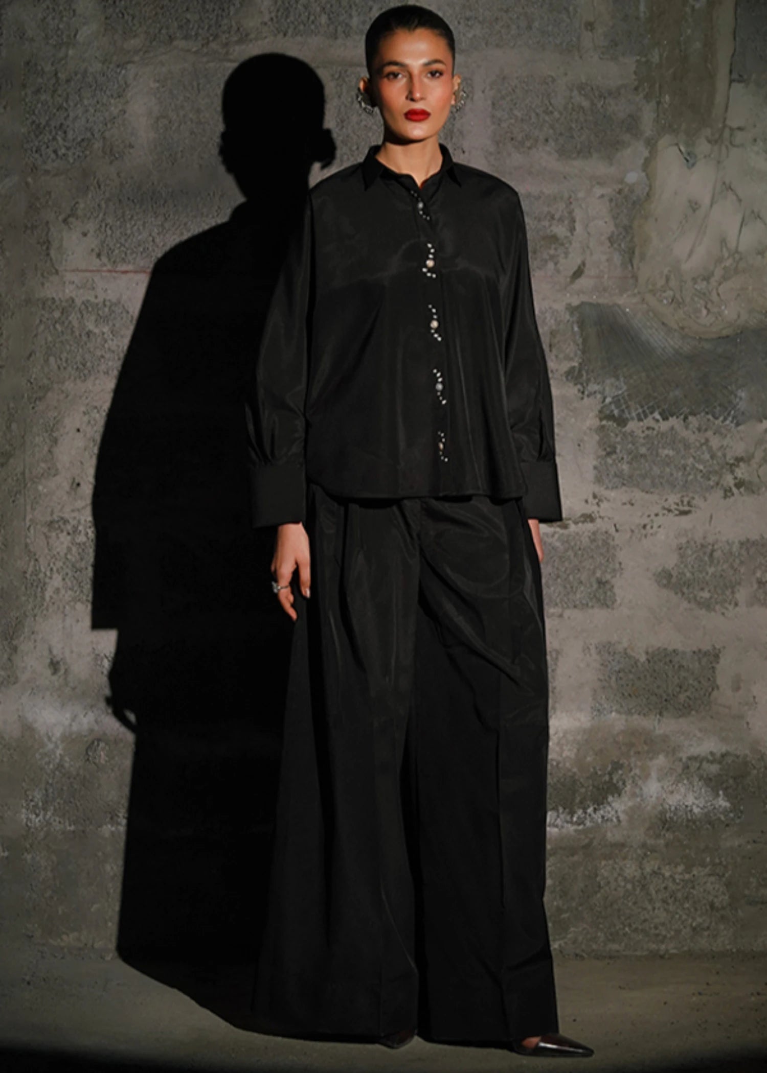 blended linen Co ord Sets in Black
