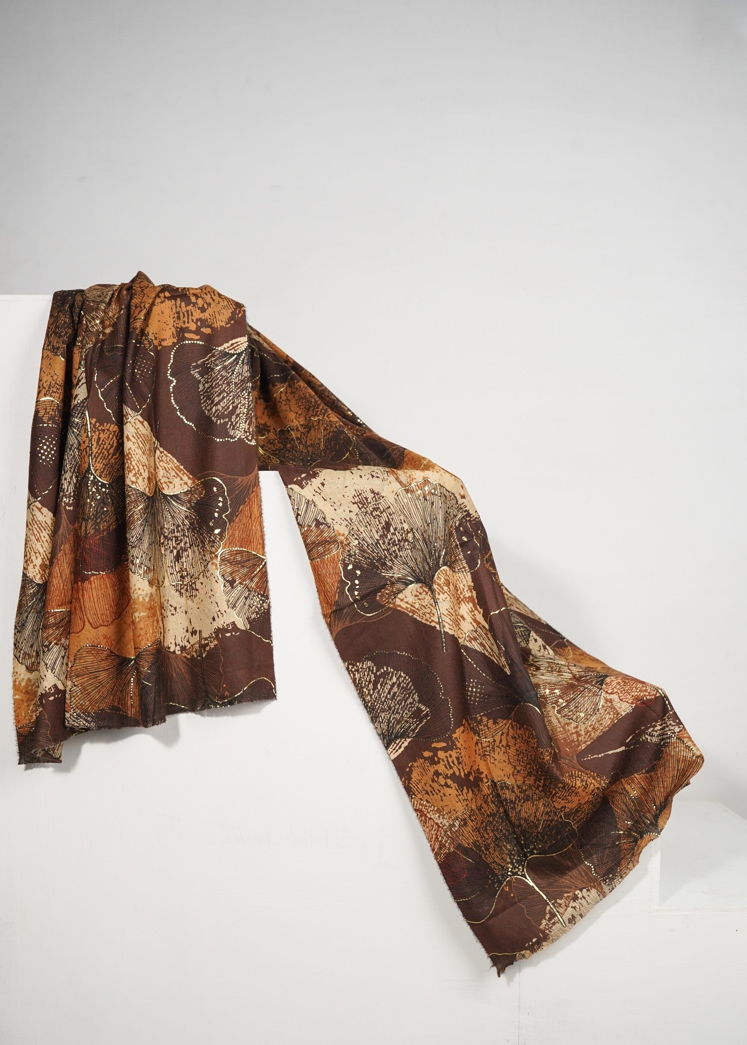 wool Hijab in Mocha brown, multi