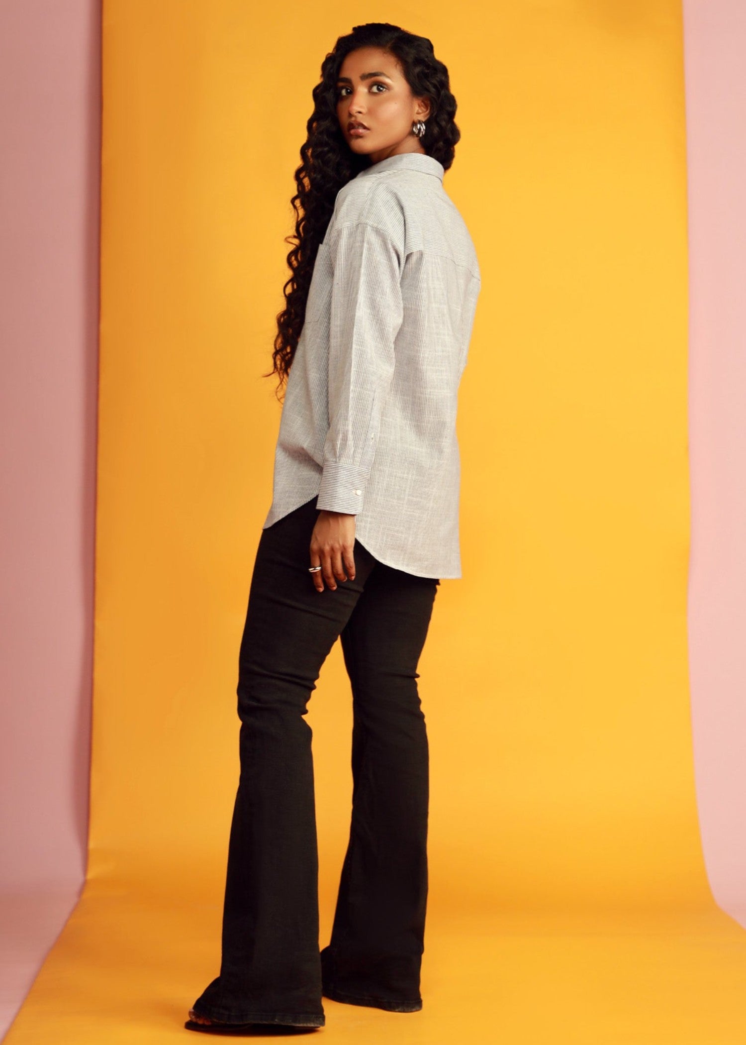 poplin Top in Grey